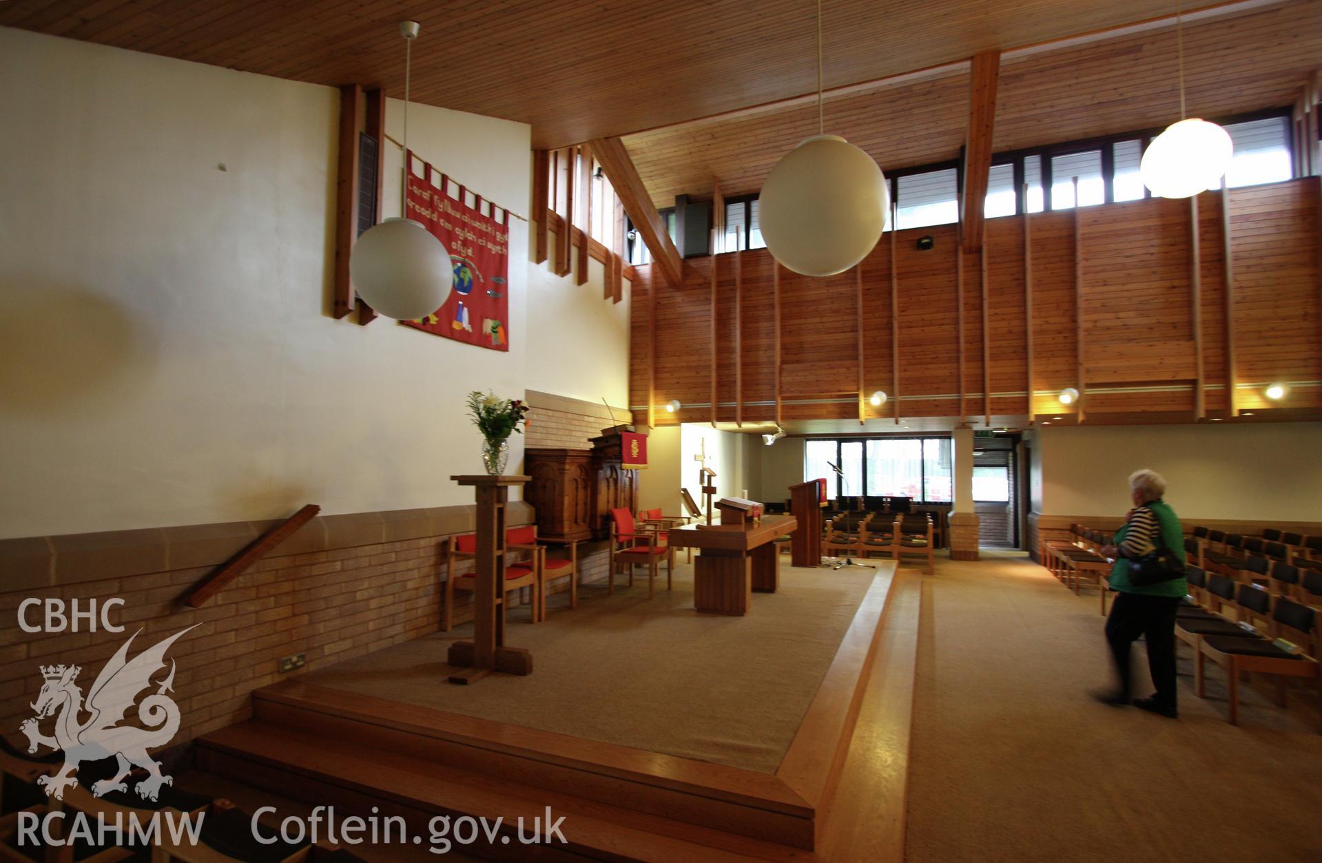 Interior, view of pulpit & eave windows