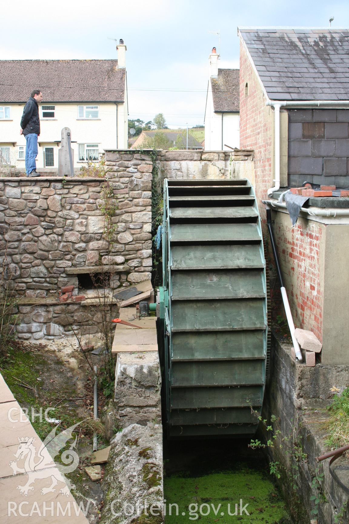 Little Mill waterwheel from the south, taken by Brian Malaws on 18 October 2008.