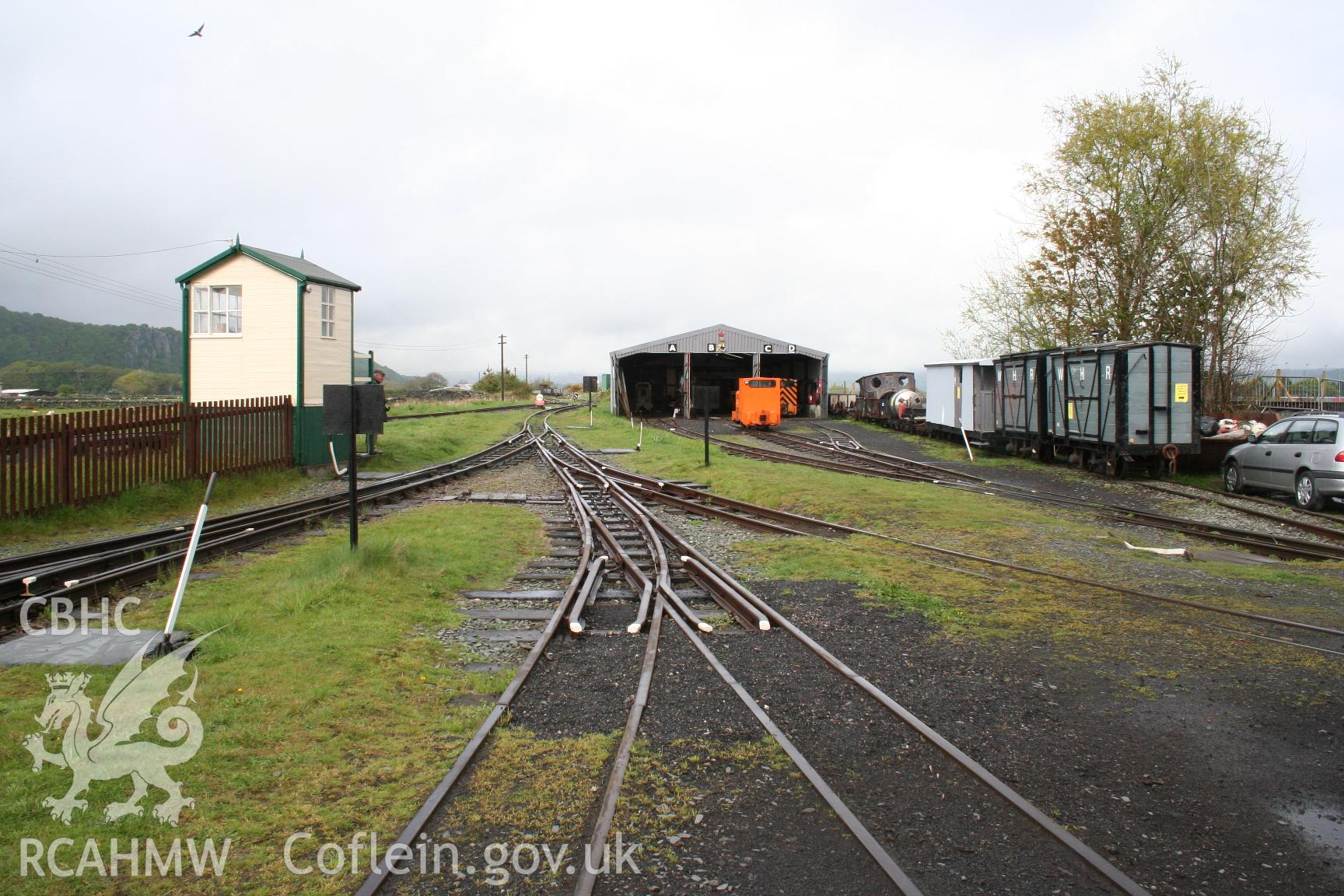 Gelert's Farm Works, Welsh Highland Heritage Railway, from the southwest, taken by Brian Malaws on 04 May 2008.