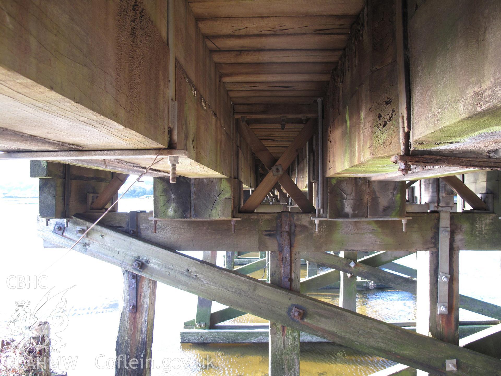 Detail view of the timber construction of Pont Briwet from the south.