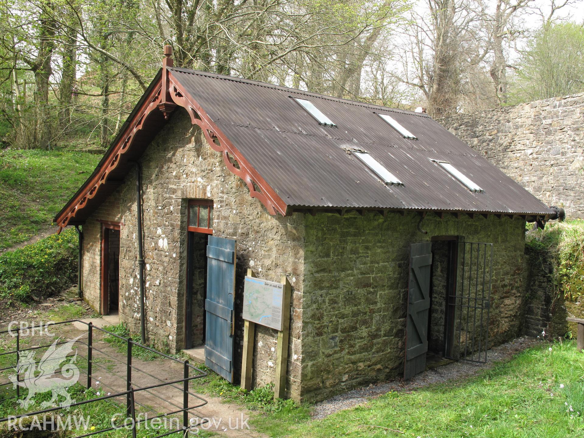 Dynefwr Park Pumping House, Llandeilo, from the south, taken by Brian Malaws on 24 April 2010.