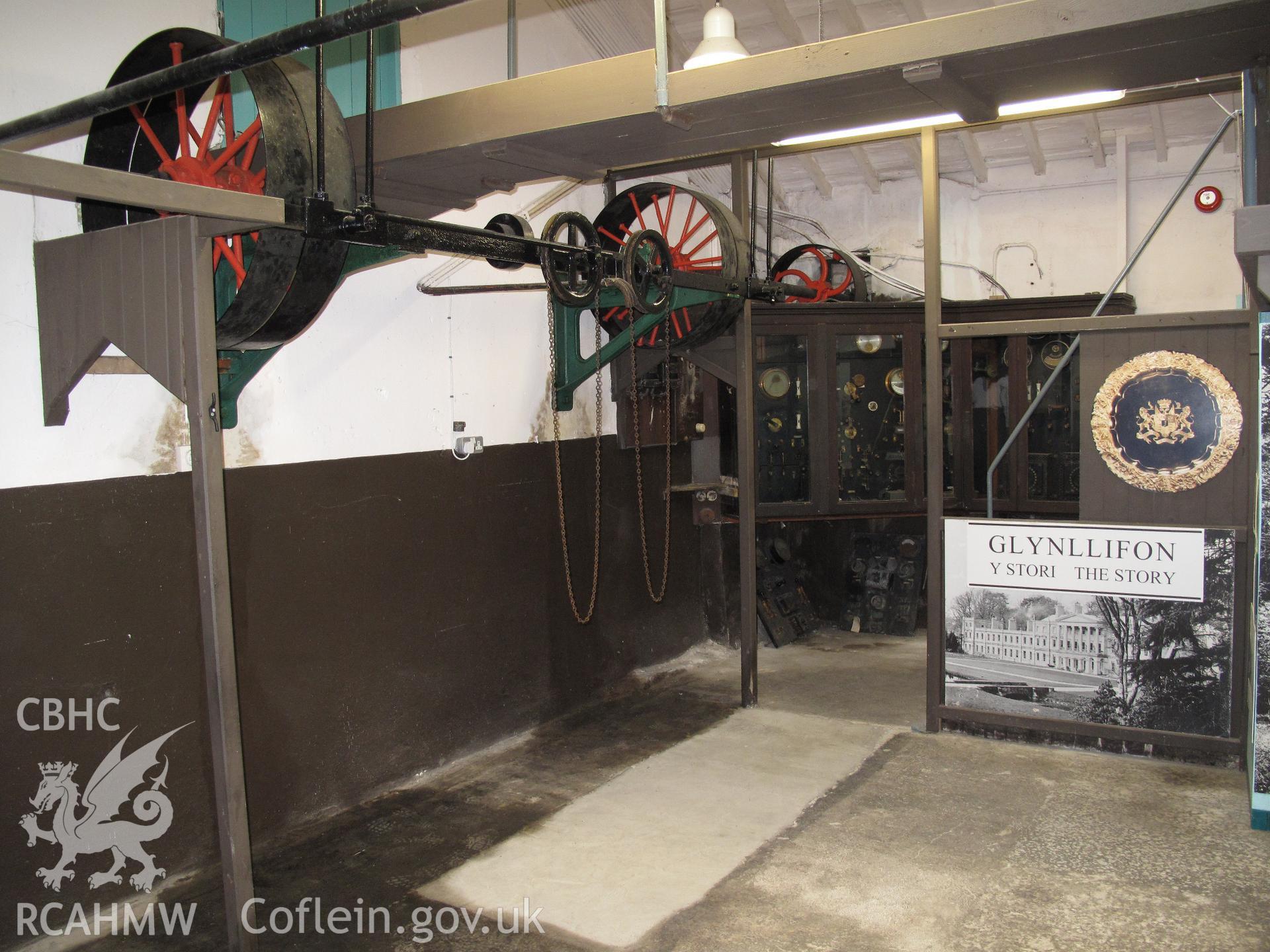 Belt pulleys at Melin Glanrafon, Glynllifon, taken by Brian Malaws on 16 October 2010.