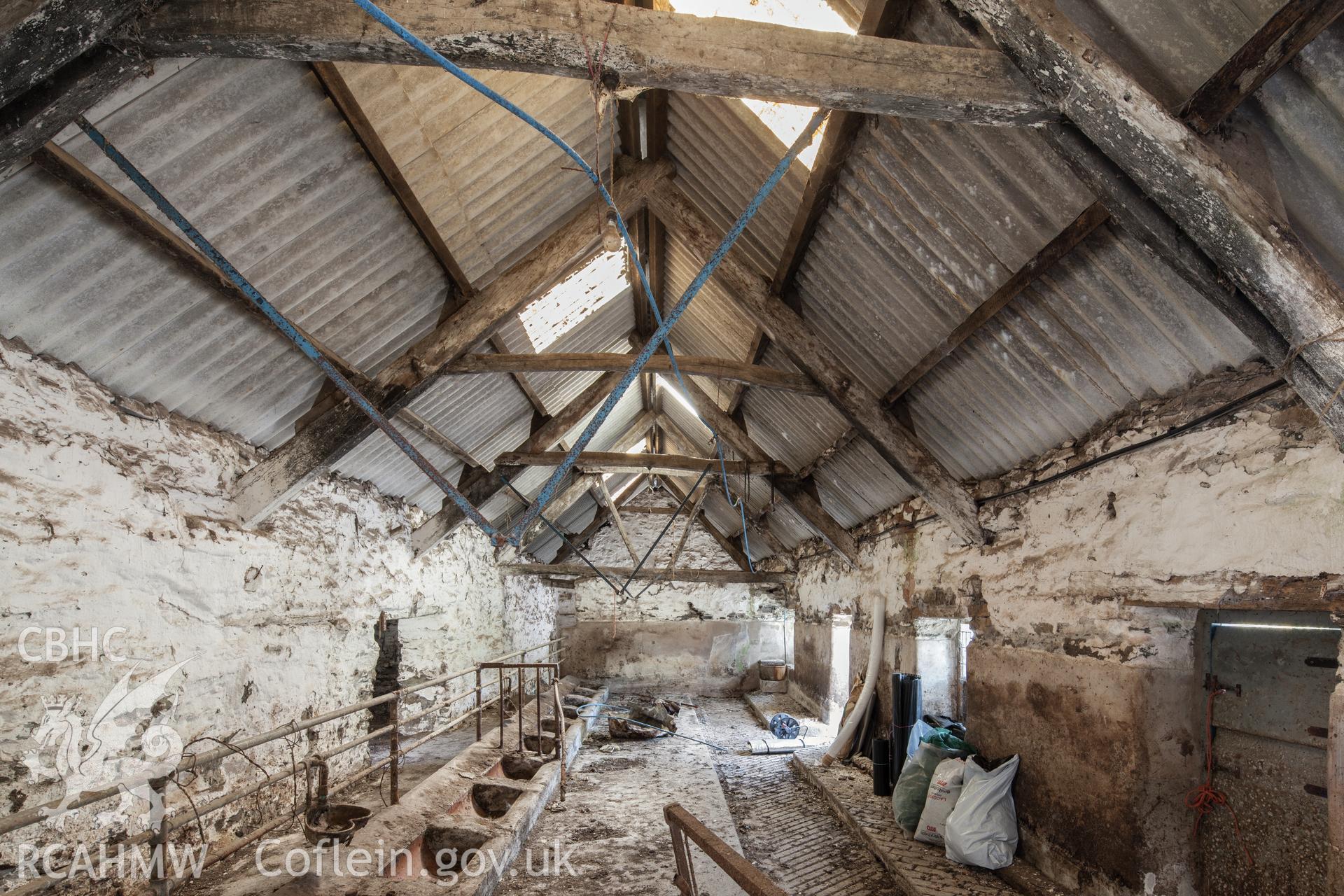 Interior of west wing of barn from the northeast.