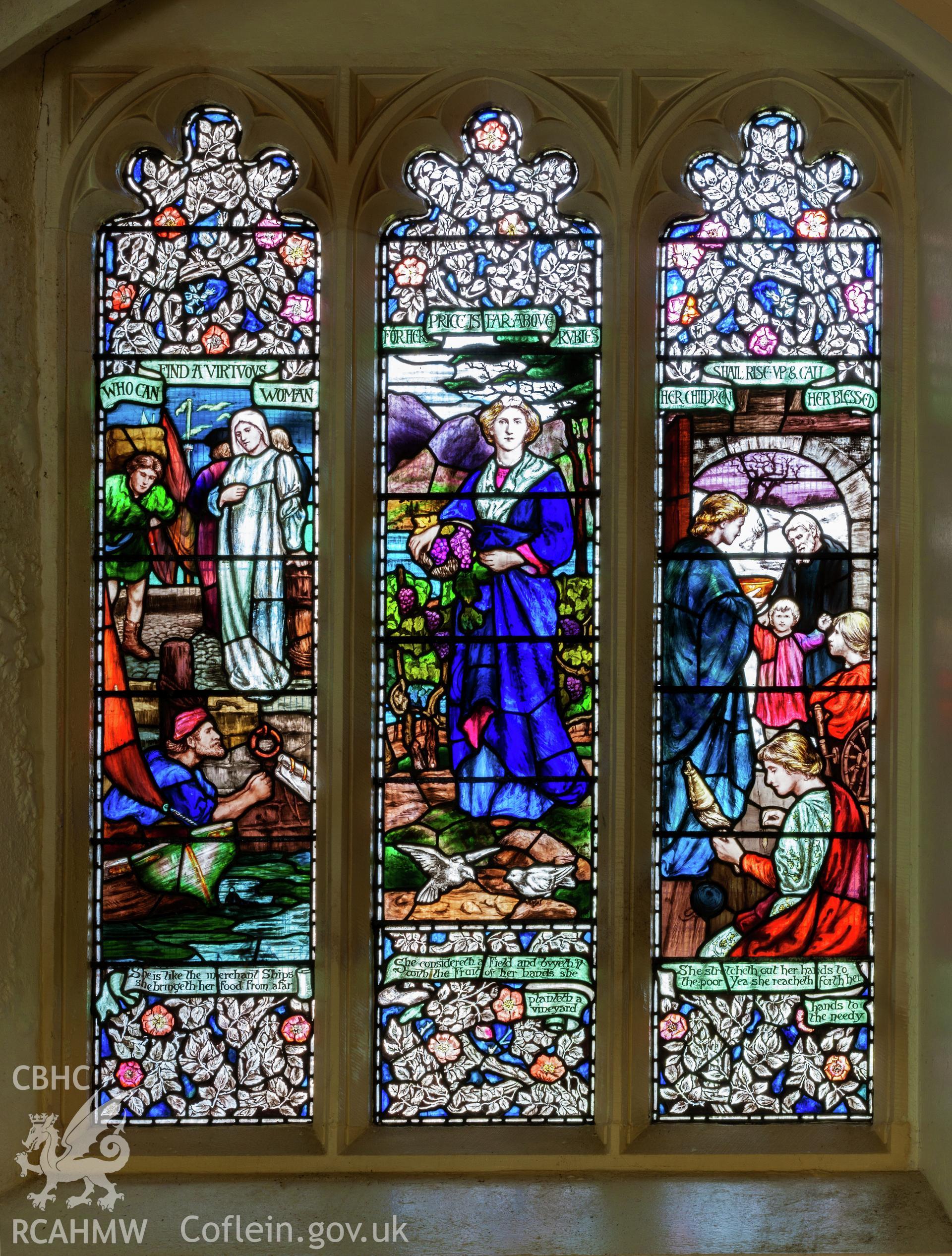 Stained glass window in northwest wall.