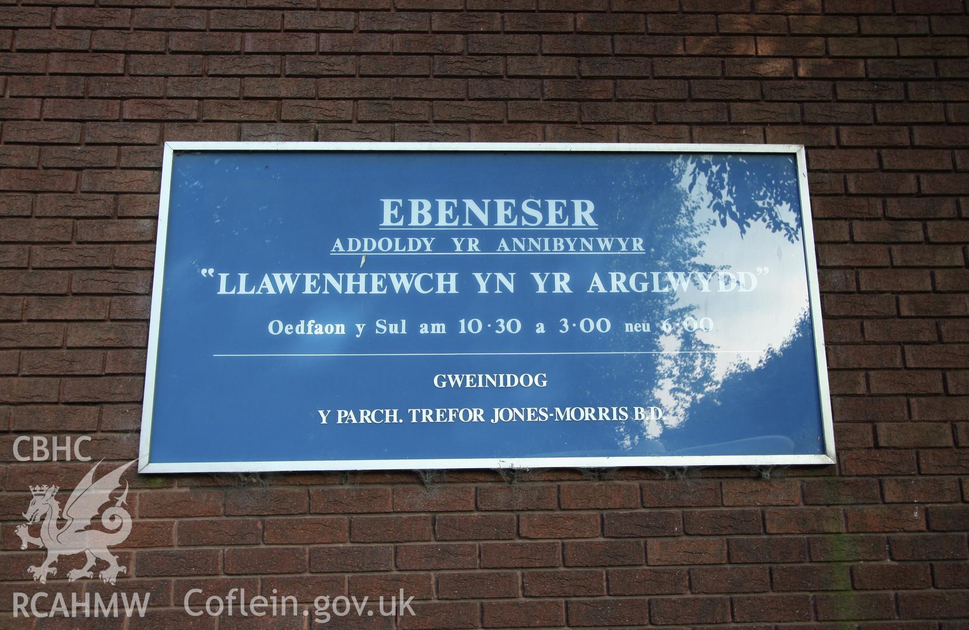 External, chapel name plaque