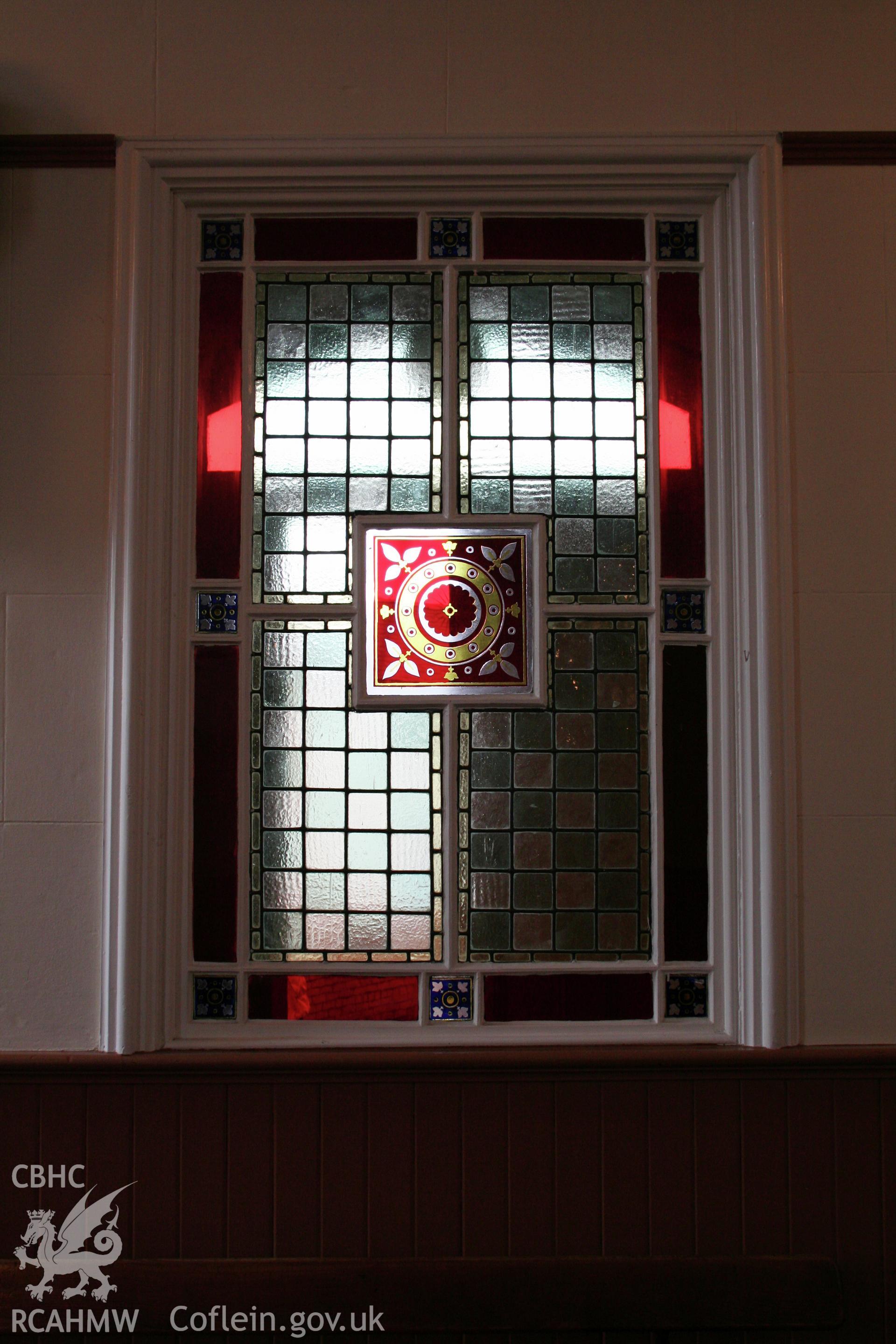 Internal, stained glass window