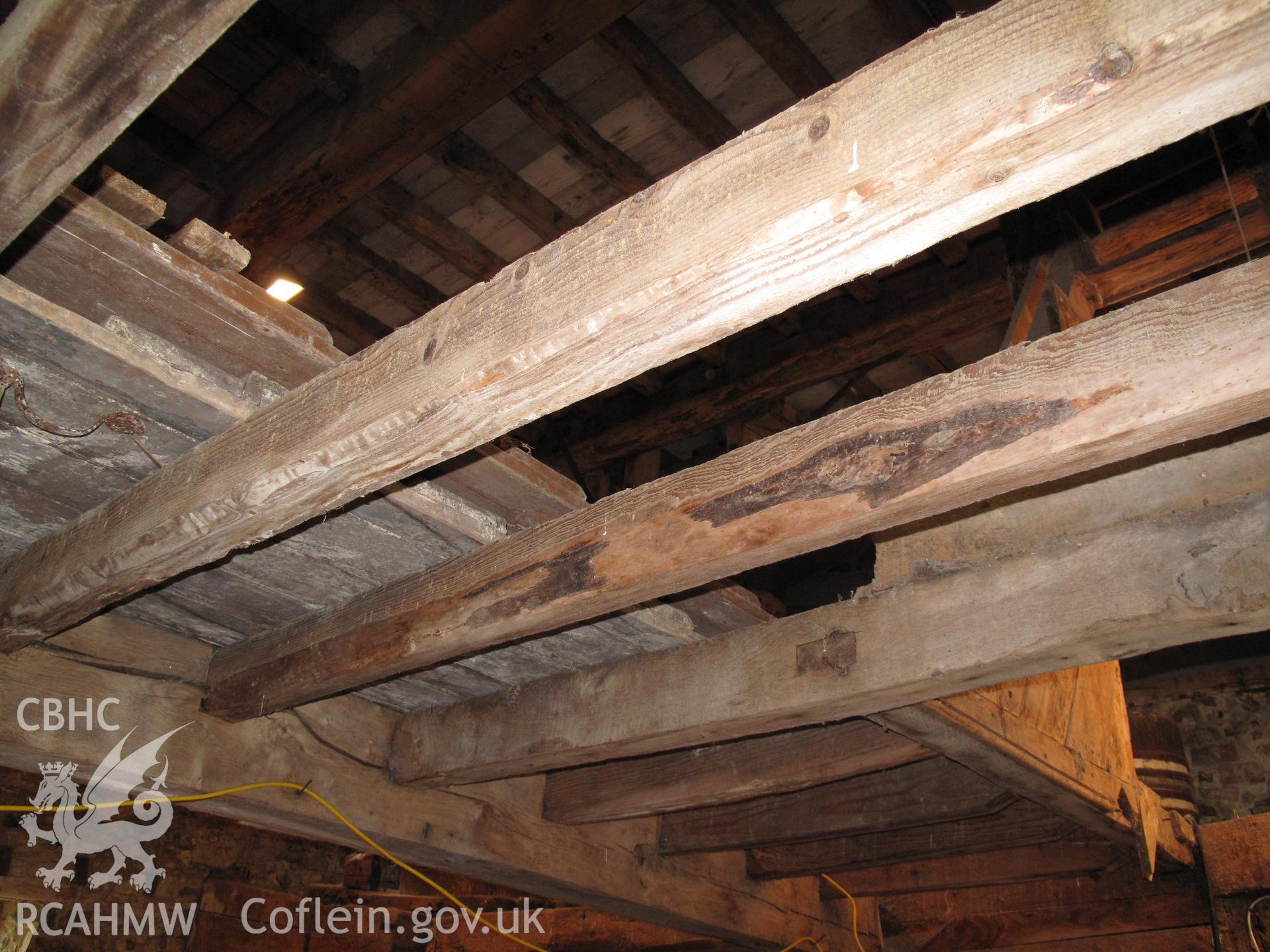 Upper floor construction at Pontysgawrhyd Mill, taken by Hilary Malaws on 17 October 2009.