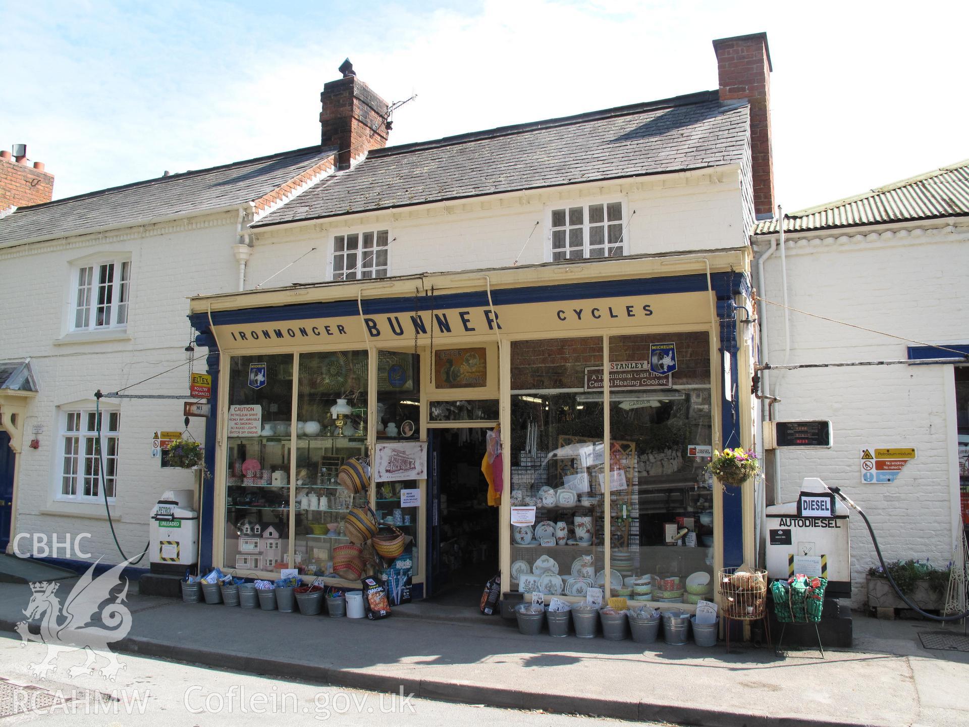 Bunner's Ironmongers, Montgomery, from the west, taken by Brian Malaws on 23 April 2010.