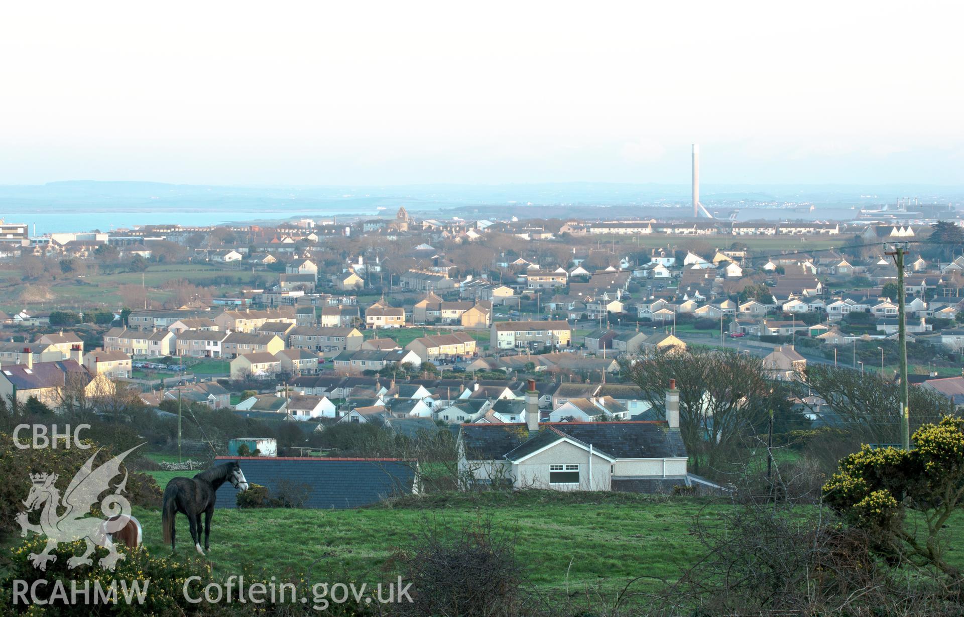 Holyhead viewed from high ground to the northwest.