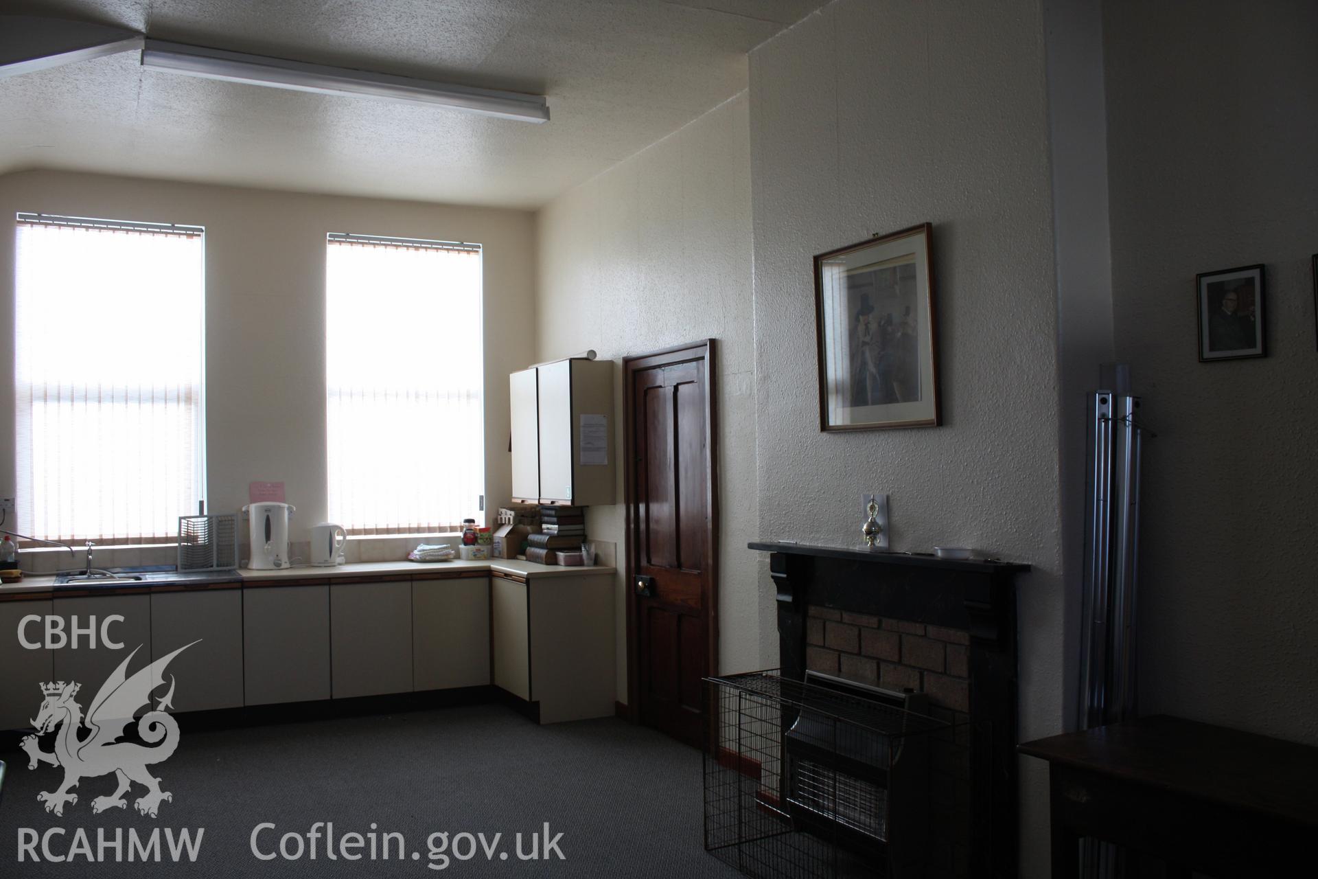 Internal, vestry, showing kitchen and fireplace