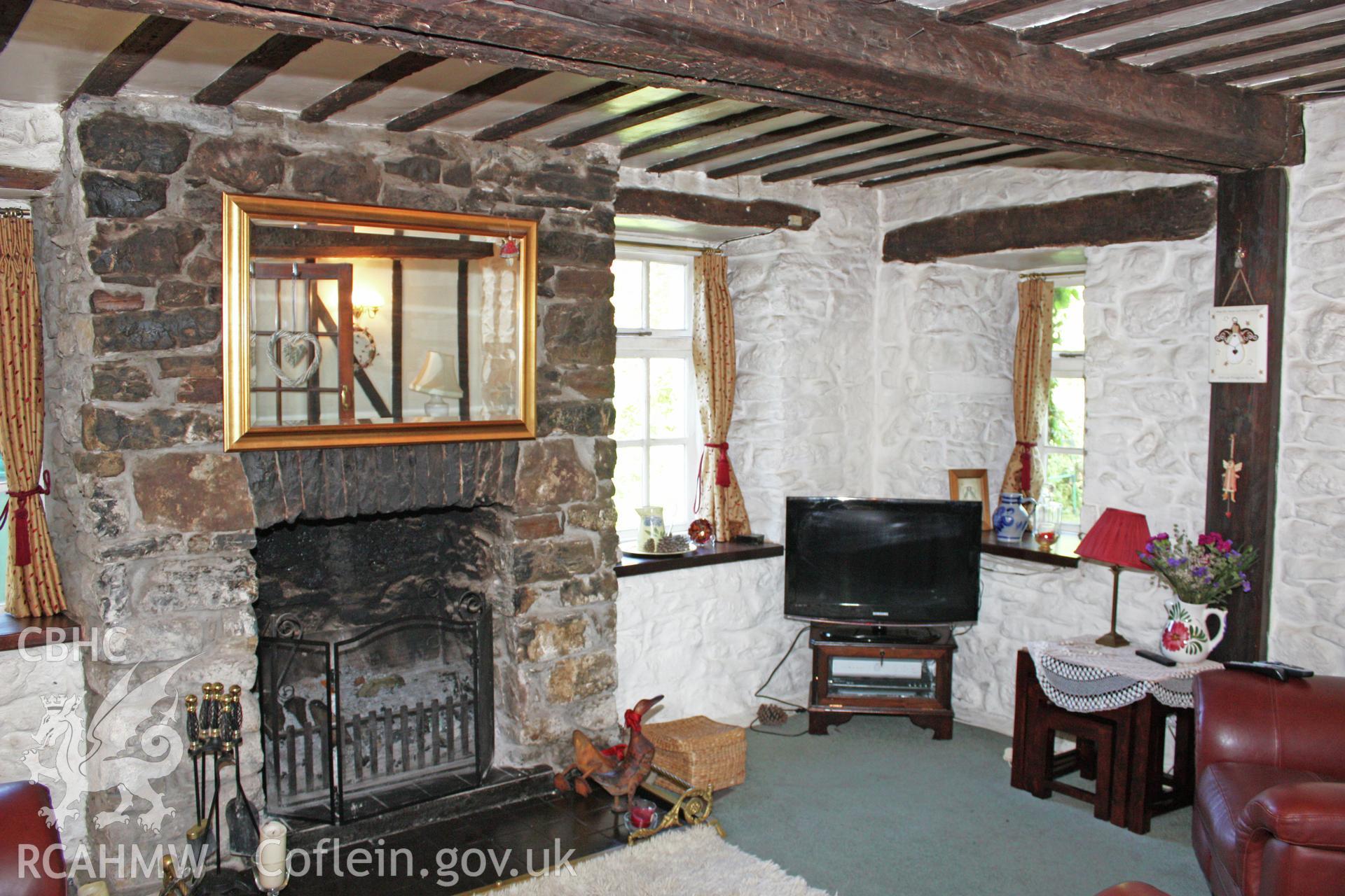 Glantywi House, interior view, later fireplace to inner-room.