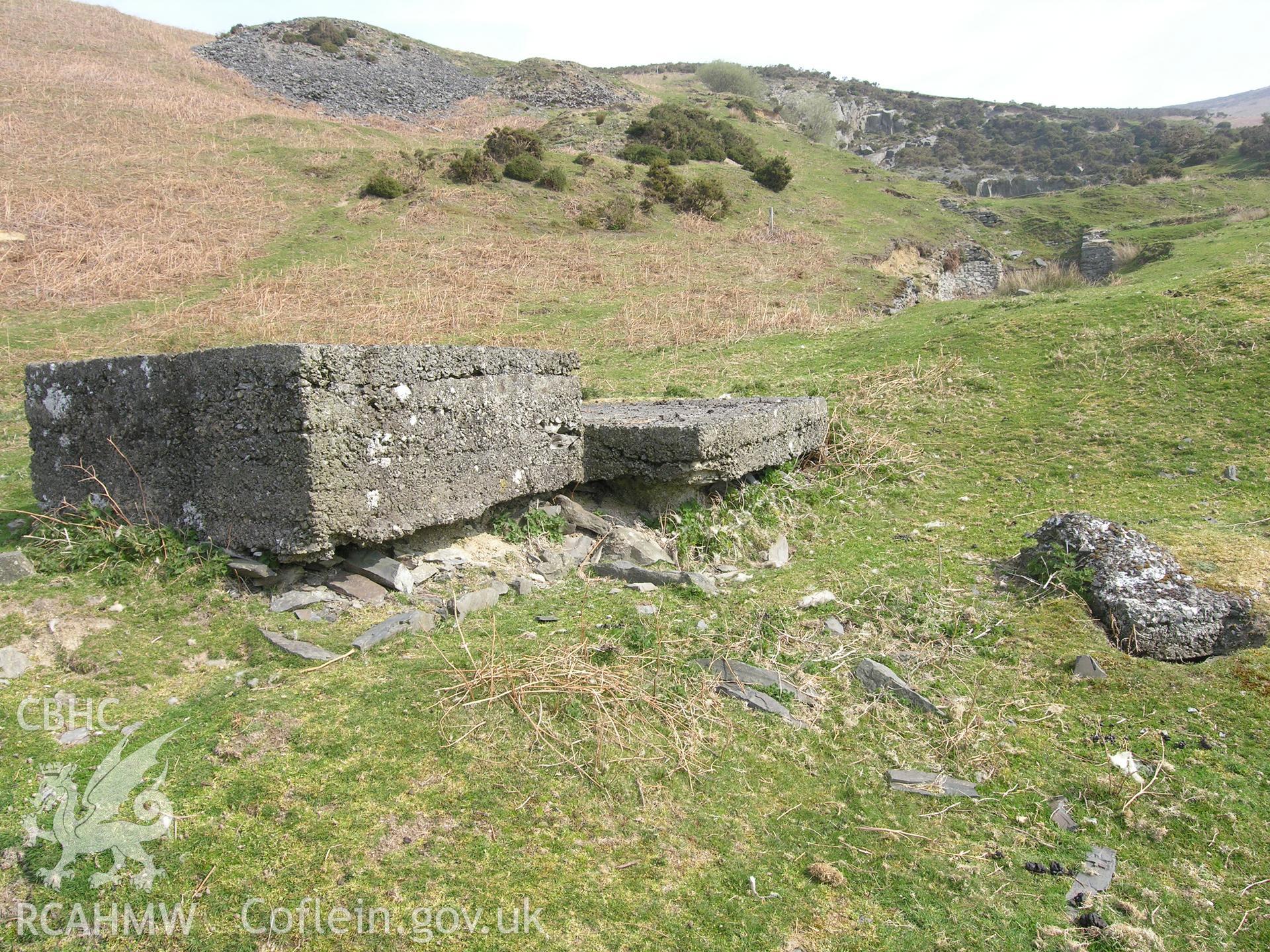 Digital colour photograph of Fron Haul Concrete bases I taken on 14/04/2007 by R. Hayman during the Clwydian Hills Upland Survey undertaken by Hayman and Horton.