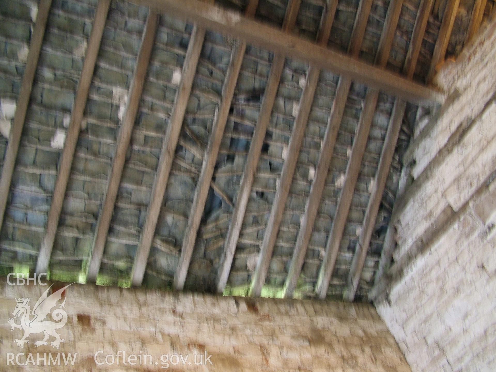 Colour digital photograph showing an interior view of the roof at Crab Mill, Ruabon.