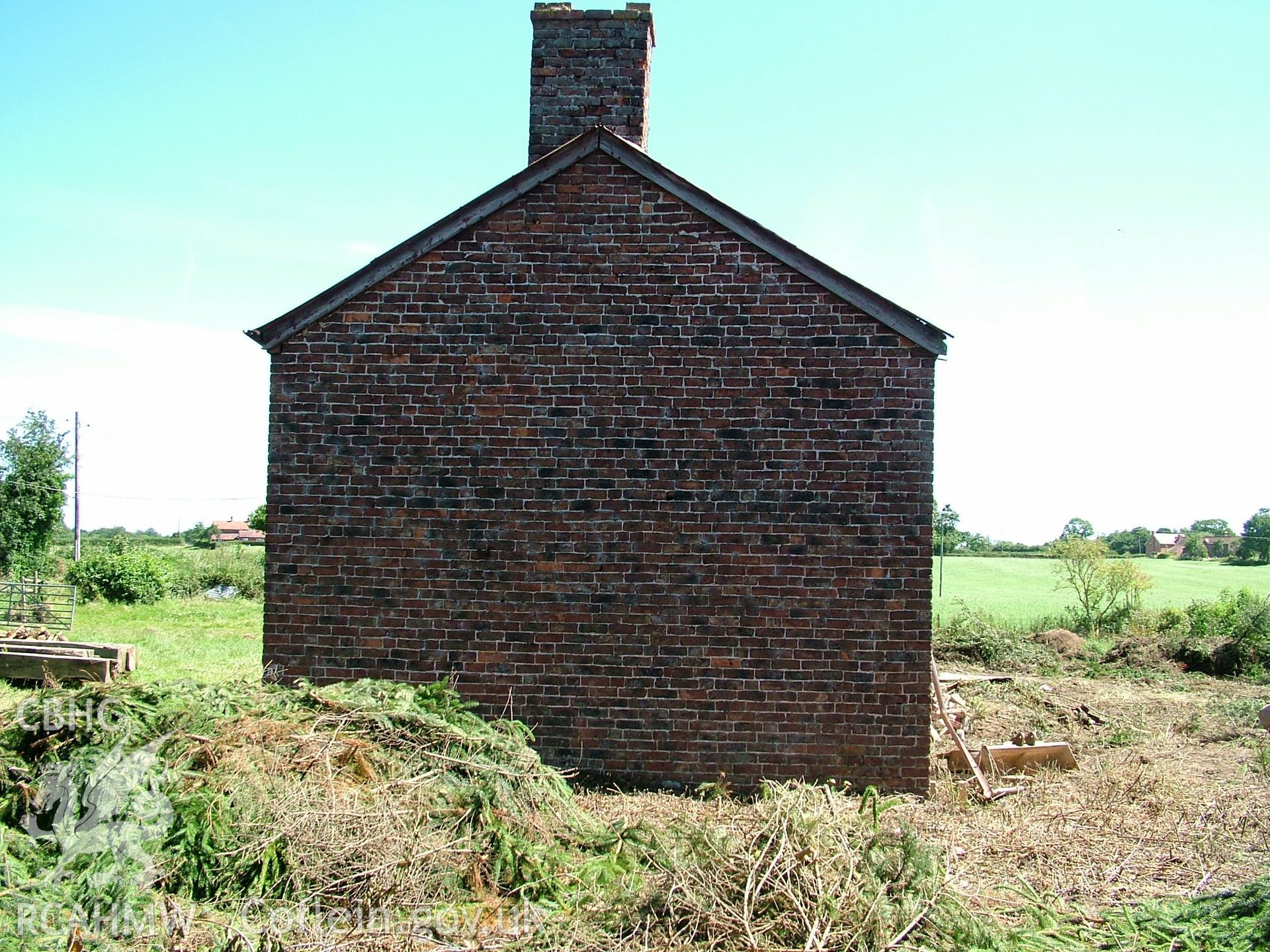 Colour digital photograph showing an end elevation view of Crab Mill, Ruabon.