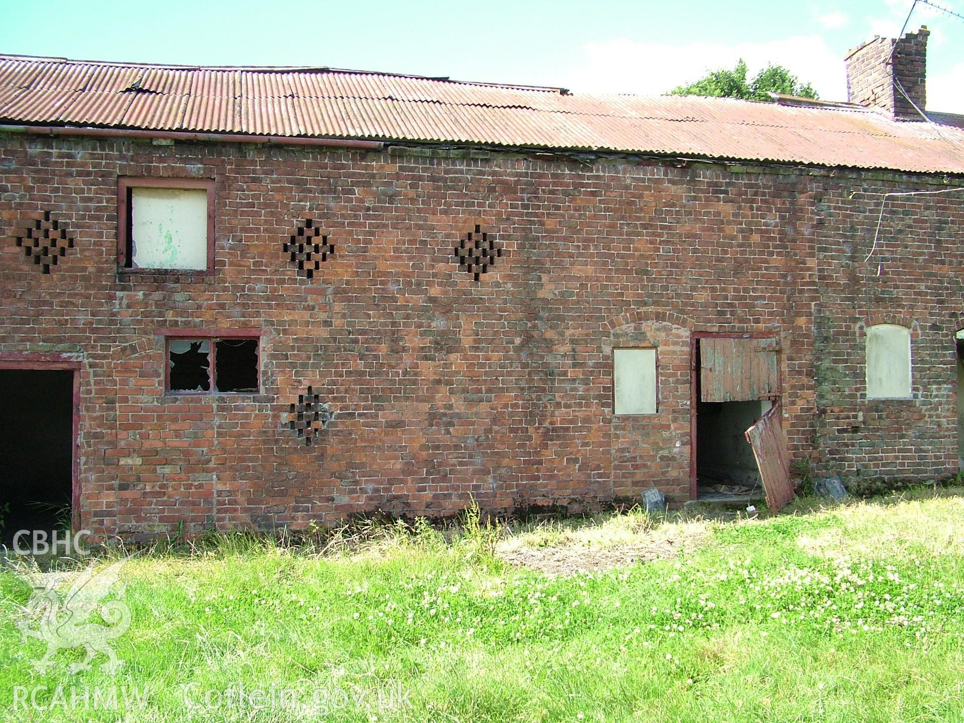 Colour digital photograph showing an elevation view of Crab Mill, Ruabon.