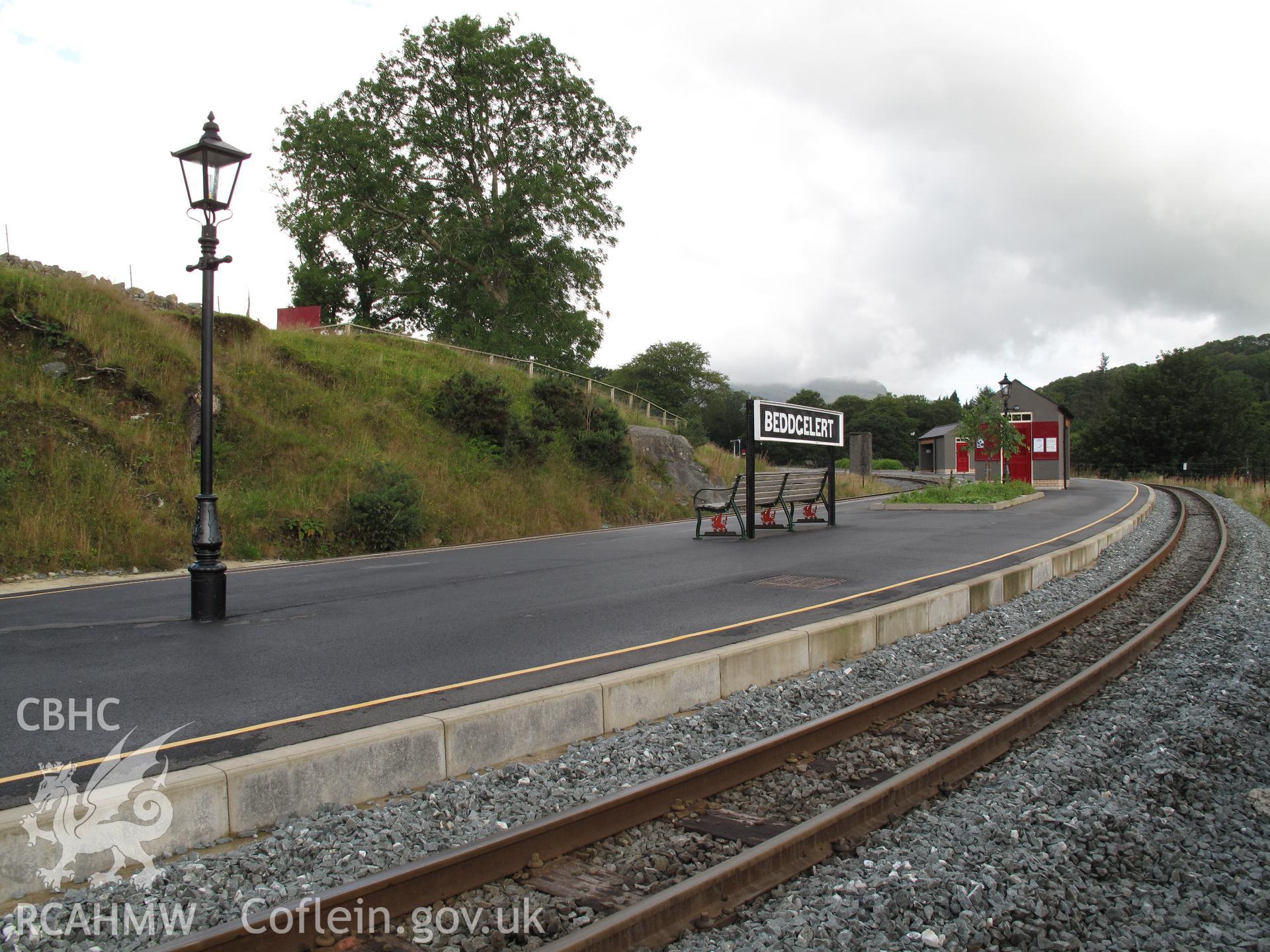 Beddgelert Station, Welsh Highland Railway, from the southeast, taken by Brian Malaws on 06 August 2009.