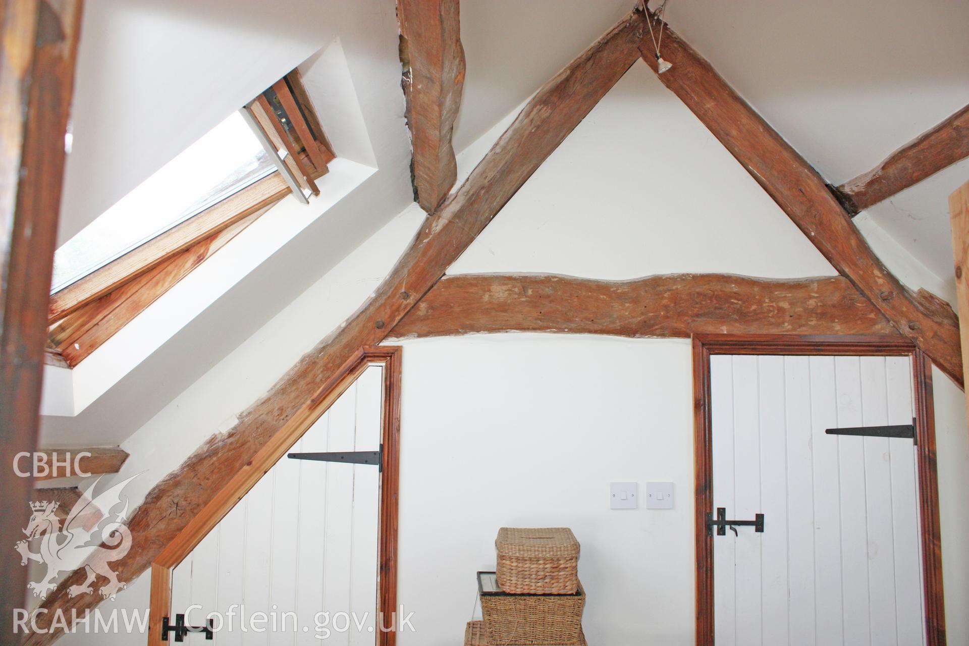 Glantywi House, interior view, roof- truss over kitchen.