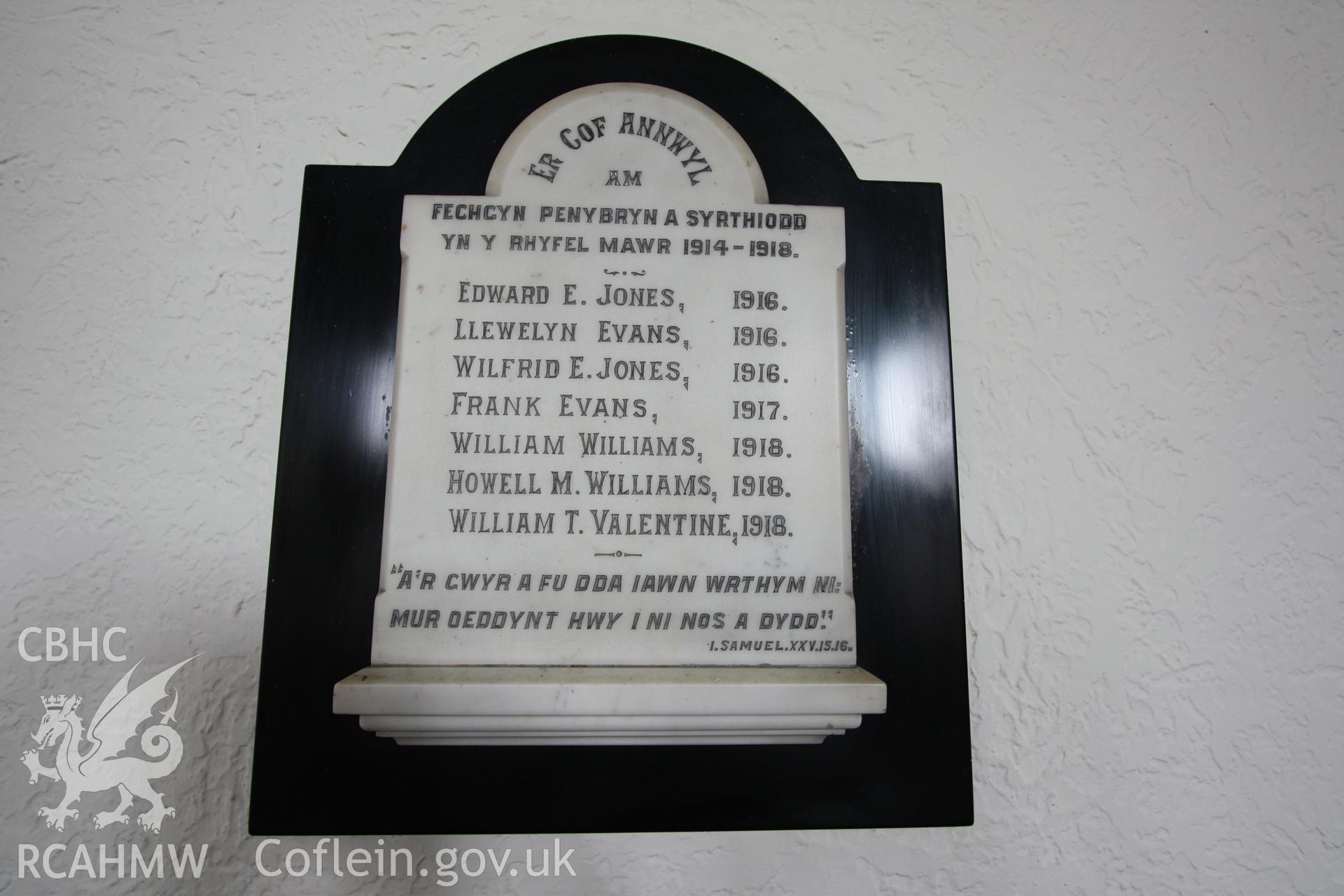 Internal, WWI commemorative plaque