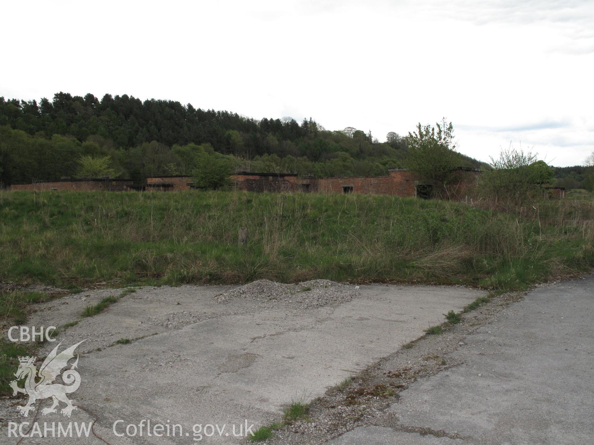 Shell-filling buildings, Valley Works, Rhydymwyn, from the northwest, taken by Brian Malaws on 29 April 2009.
