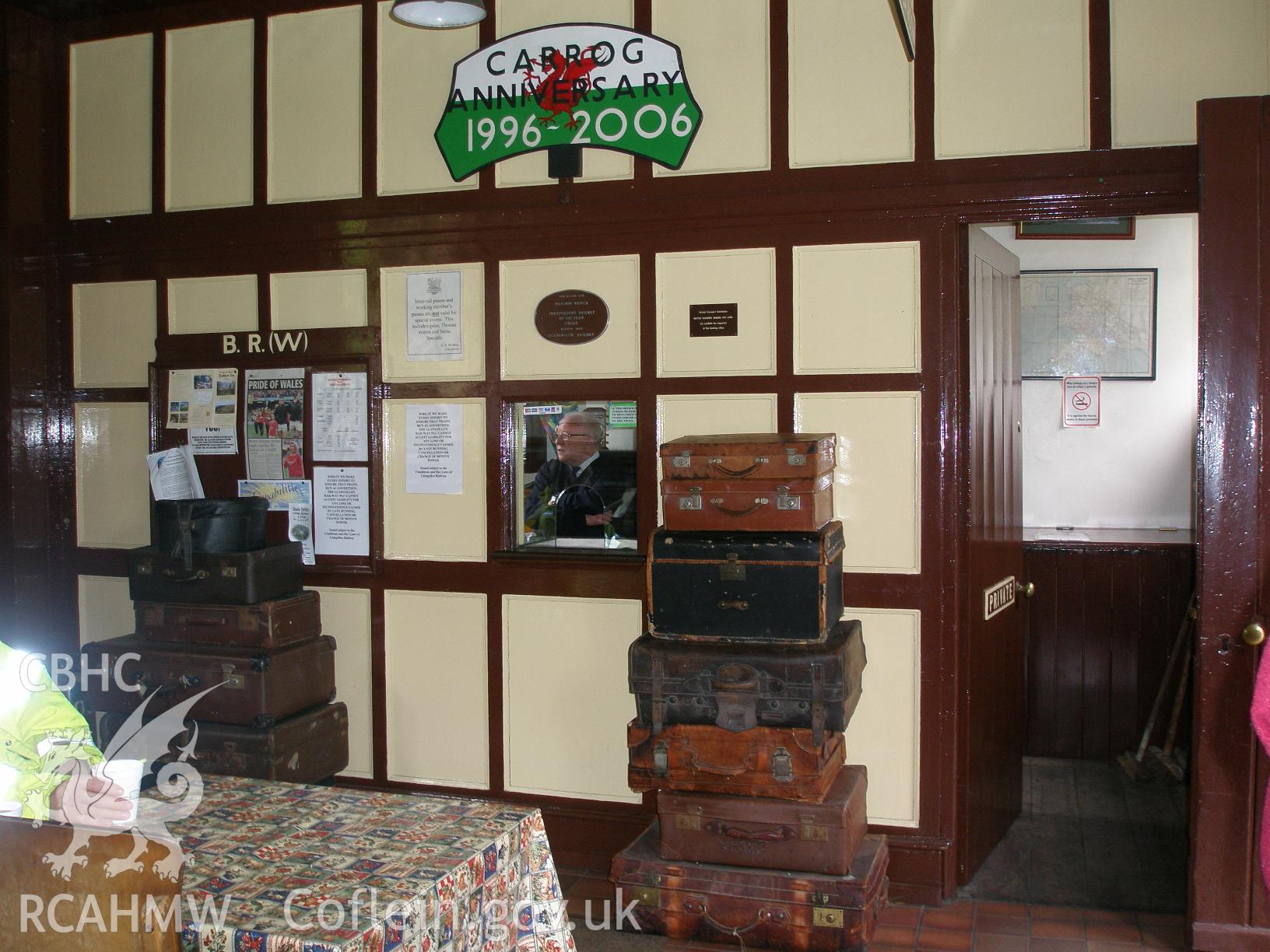 Ticket Office interior at Carrog Railway Station, Llangollen Railway, taken by Karen Andrews on 16 June 2007.