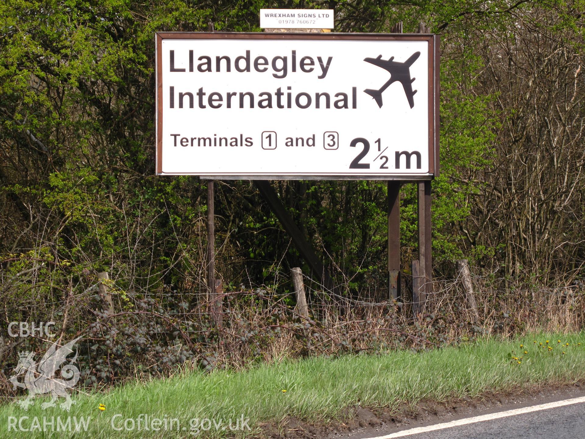 Llandegley International Airport Sign, Crossgates, from the west.