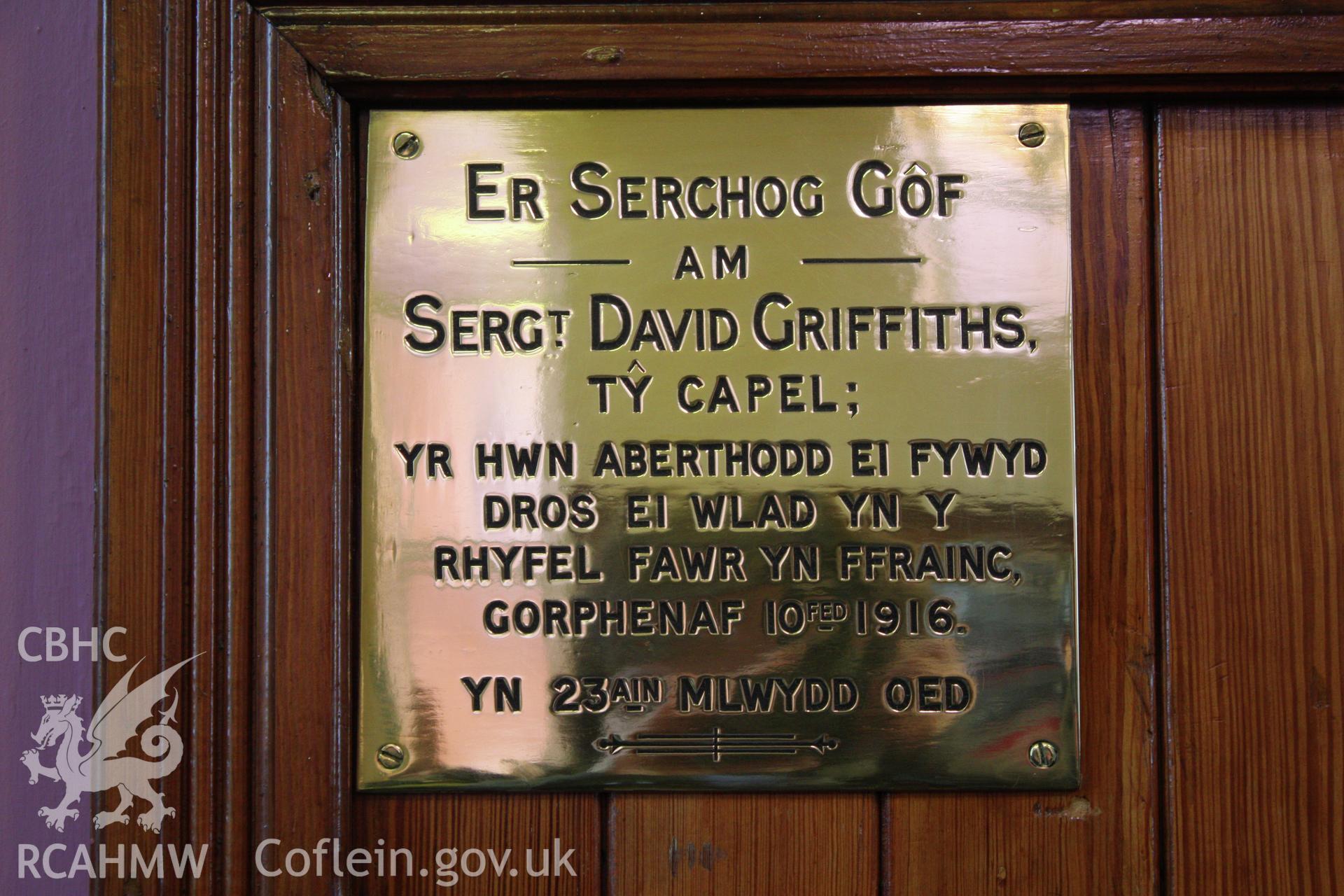 Internal, brass commemorative plaque