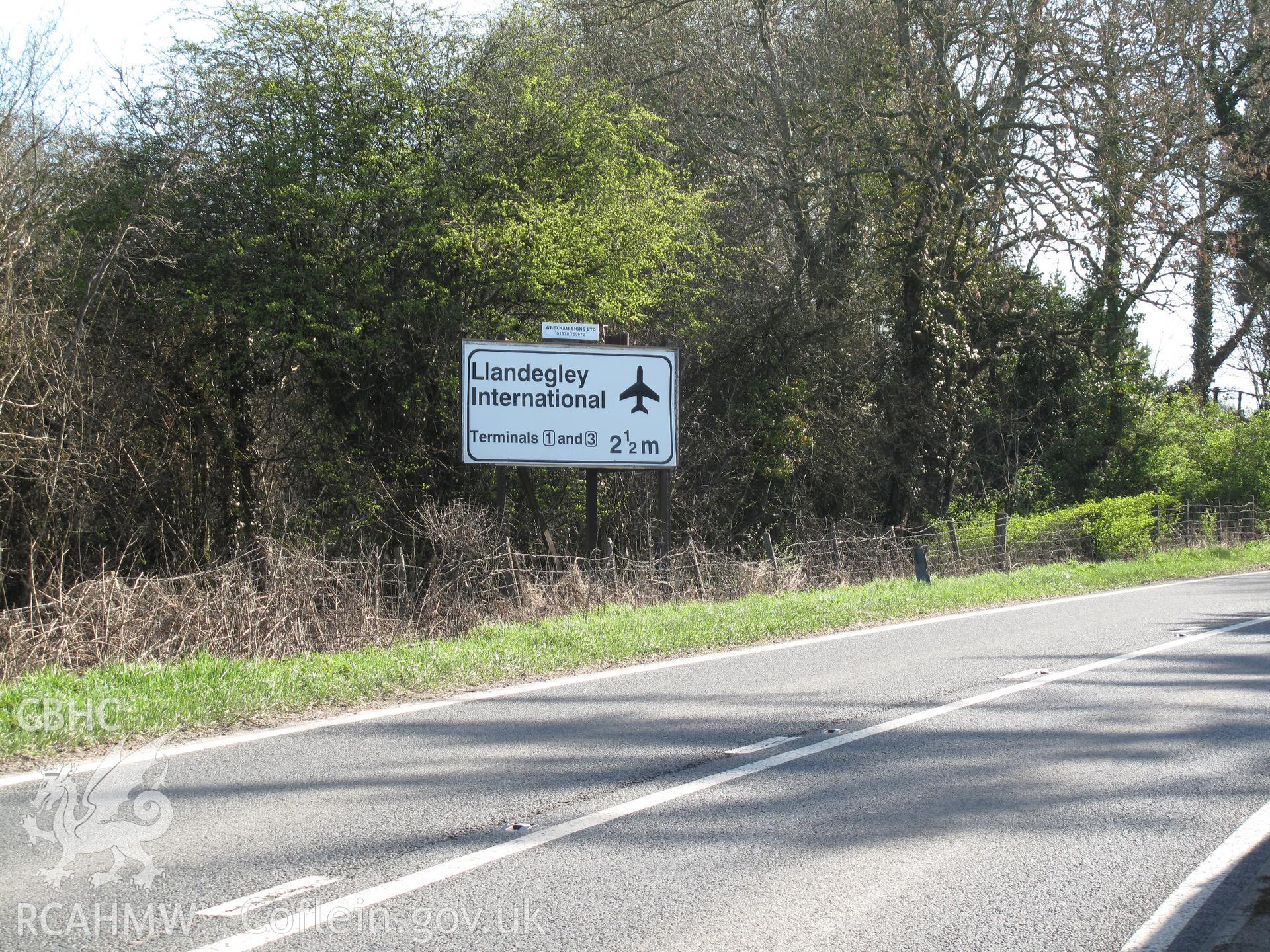 Llandegley International Airport Sign, Crossgates, from the west.