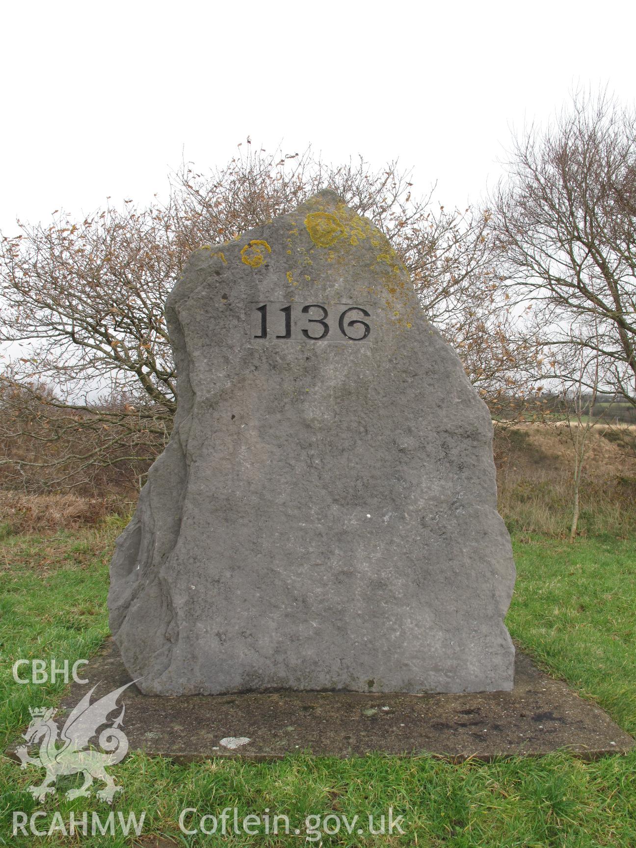 Battle of Gower Monument stone from the south, taken by Brian Malaws on 21 Dcember 2011.
