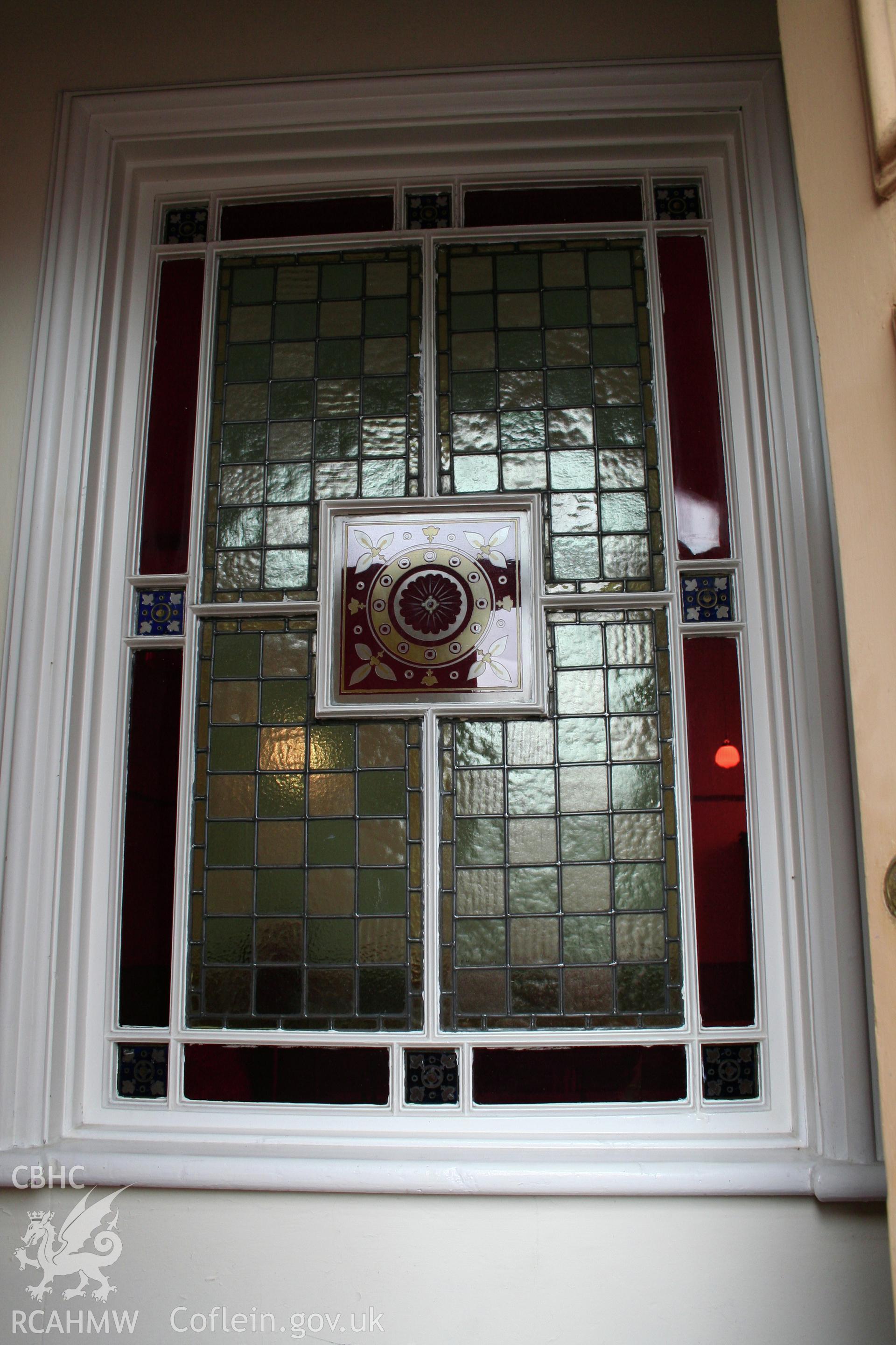 Internal, stained glass window