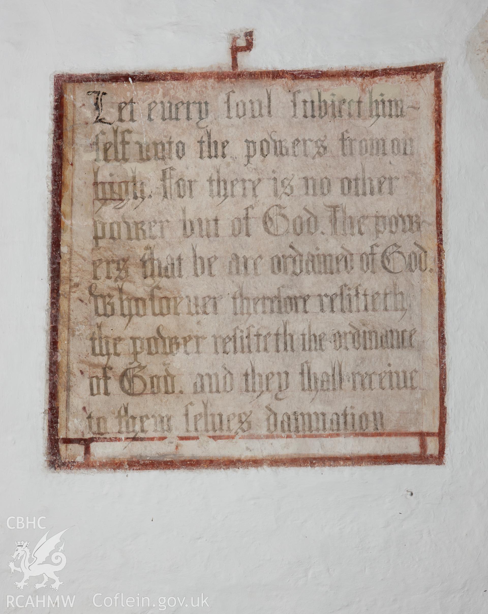 Wall painting, biblical text.