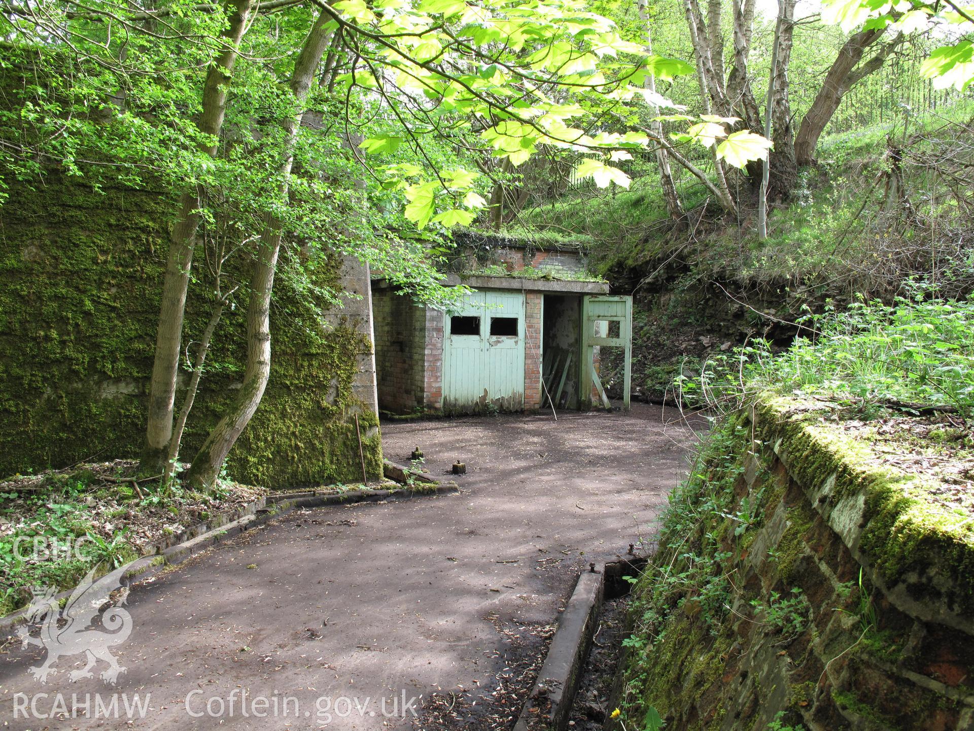 South fuse magazine and blast wall, Valley Works, Rhydymwyn, taken by Brian Malaws on 29 April 2009.