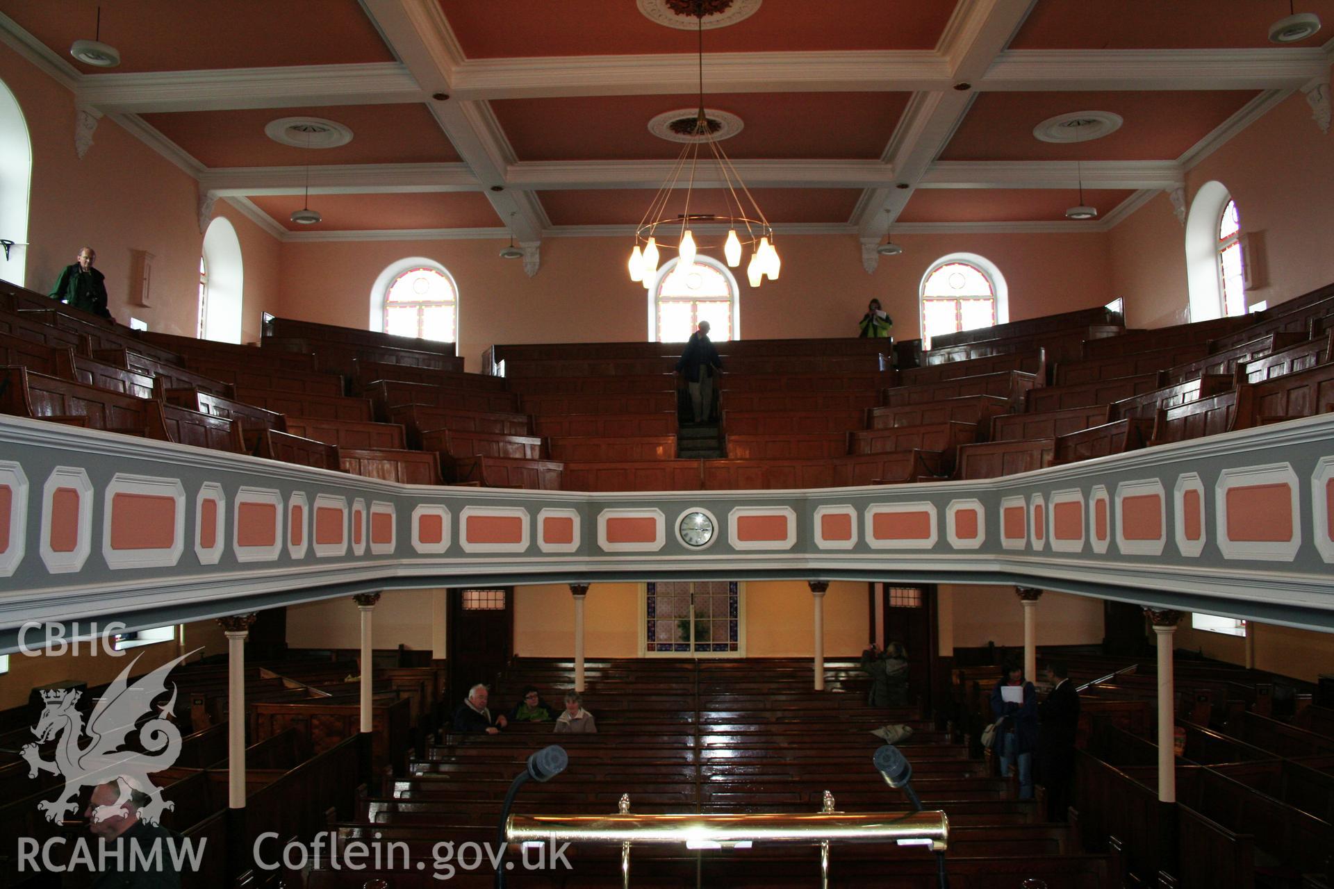 Interior, view of gallery from pulpit