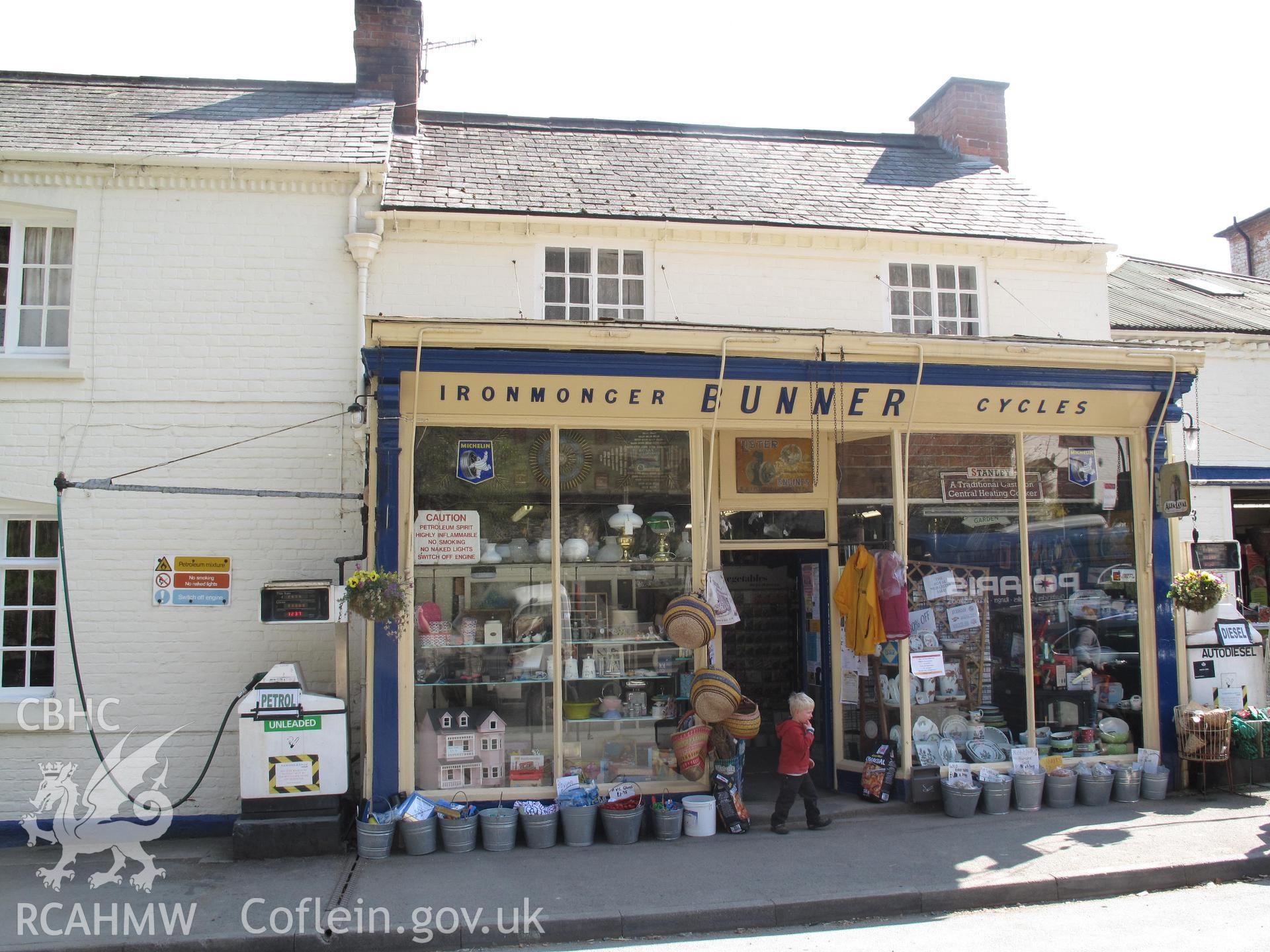 Bunner's Ironmongers, Montgomery, from the west, taken by Brian Malaws on 23 April 2010.