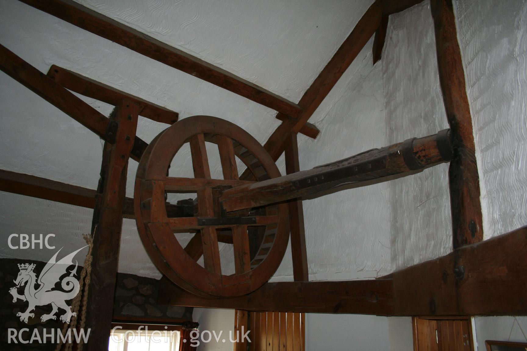 Sack hoist pulley, Little Mill, taken by Brian Malaws on 18 October 2008.