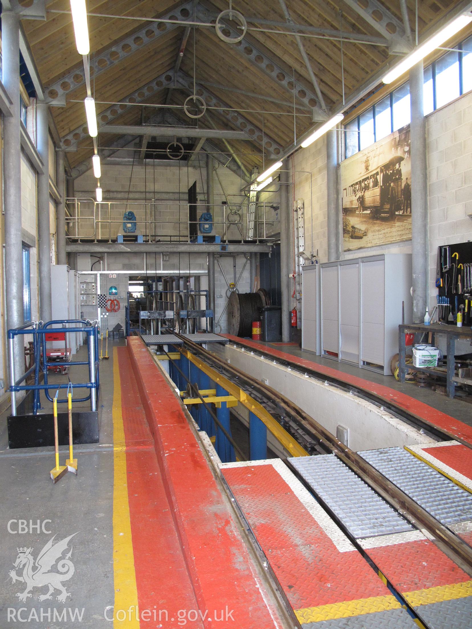 Interior view of the east (lower) end of Halfway Station, Great Orme Tramway, Llandudno, taken by Brian Malaws on 23 July 2011.