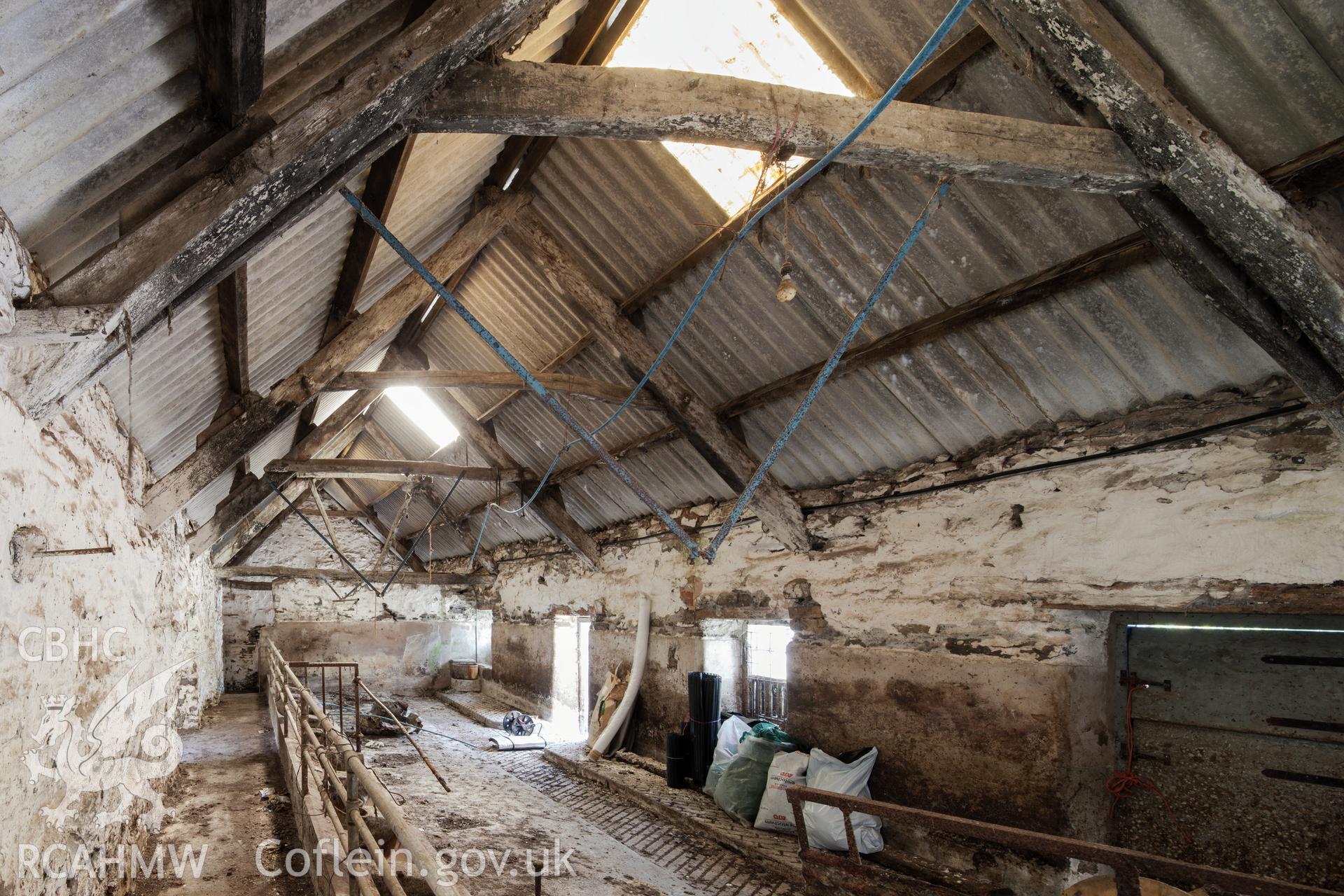 Interior of west wing of barn from the northeast.