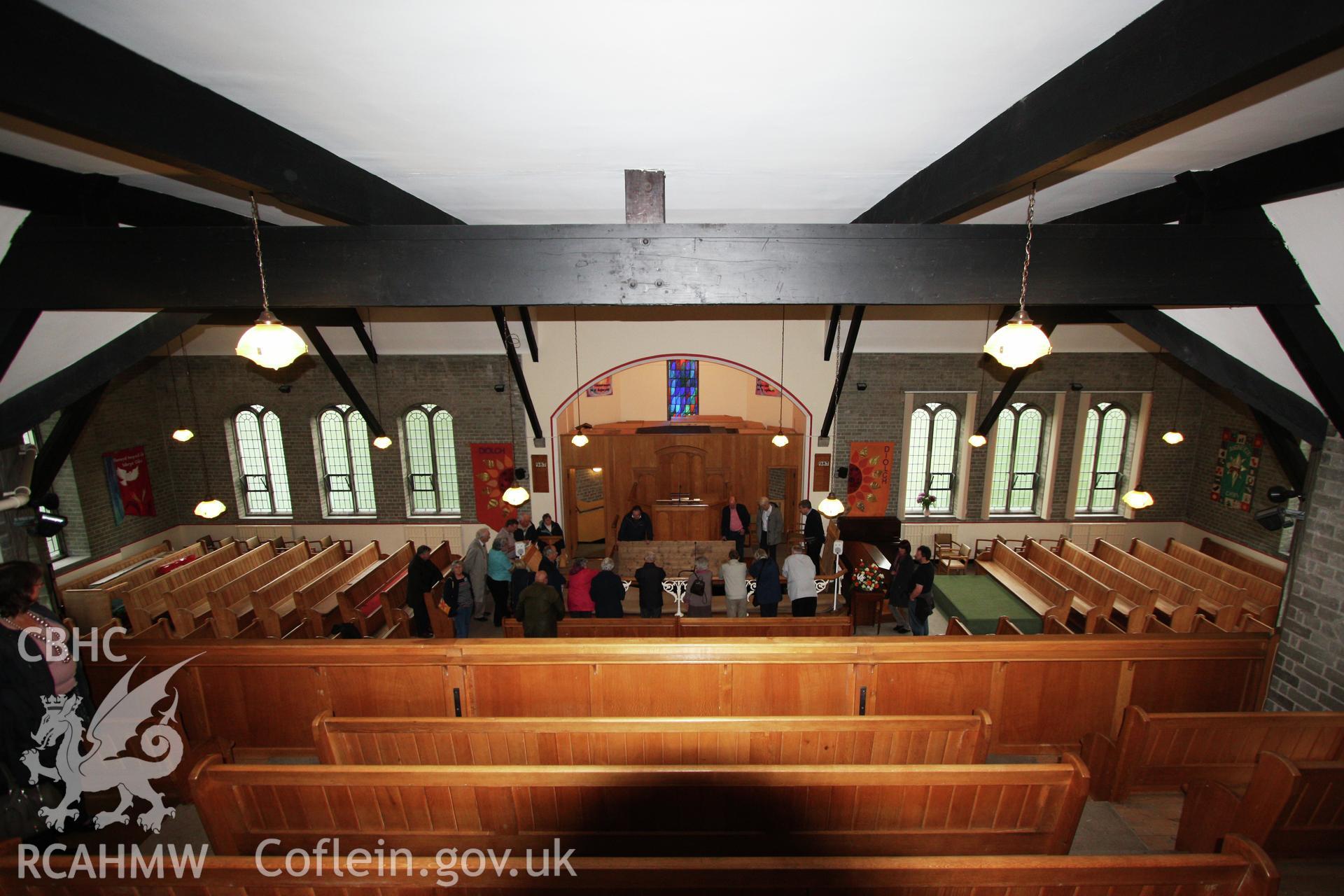Internal, facing pulpit from gallery, high view