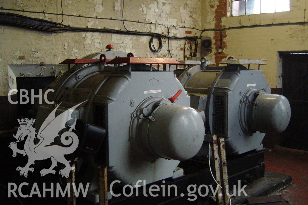Tower Colliery old fan house: fan motors, taken by Brian Malaws on 14 January 2008.