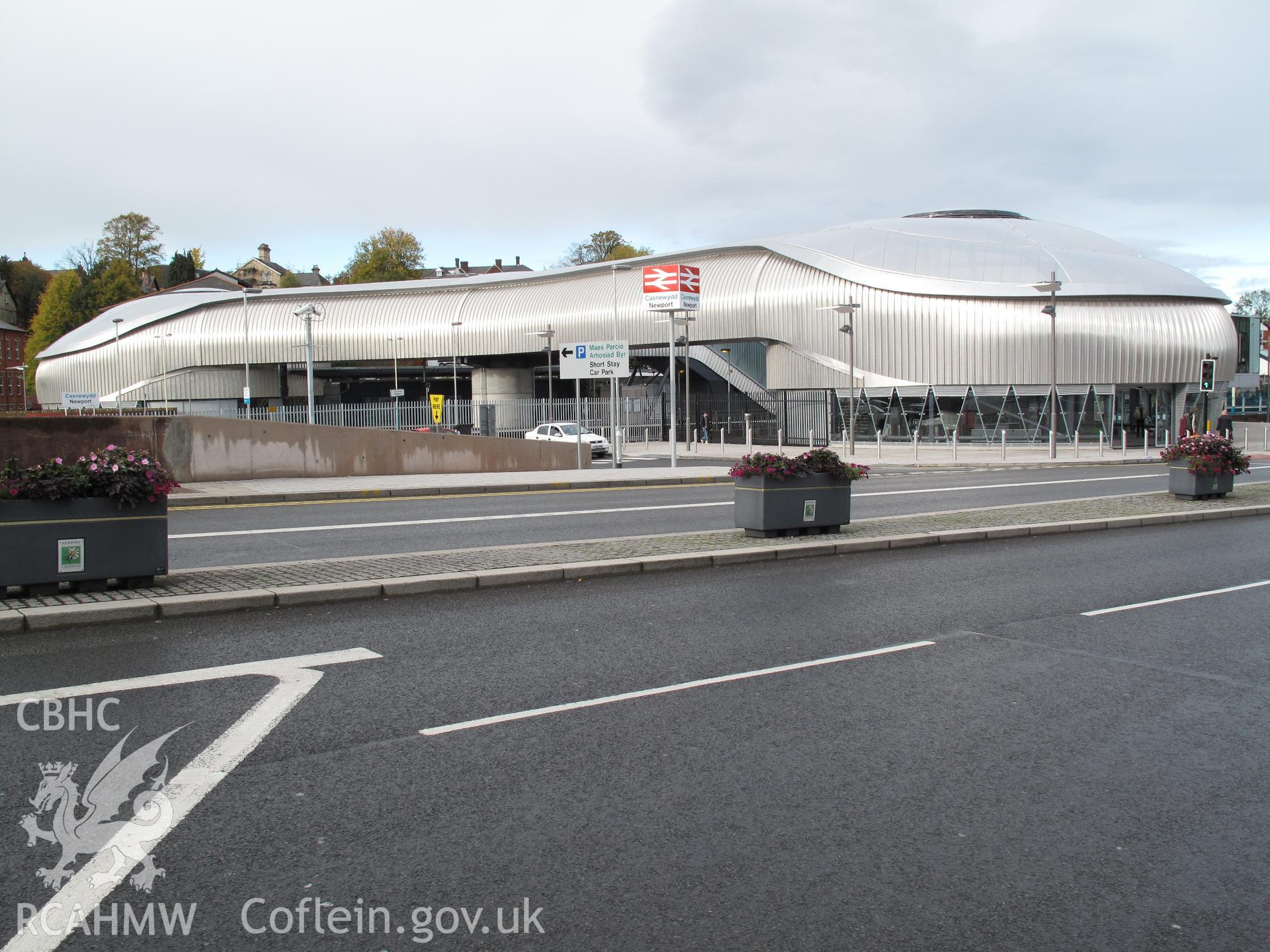 New footbridge, High Street Railway Station, Newport, from the south, taken by Brian Malaws on 23 October 2010.