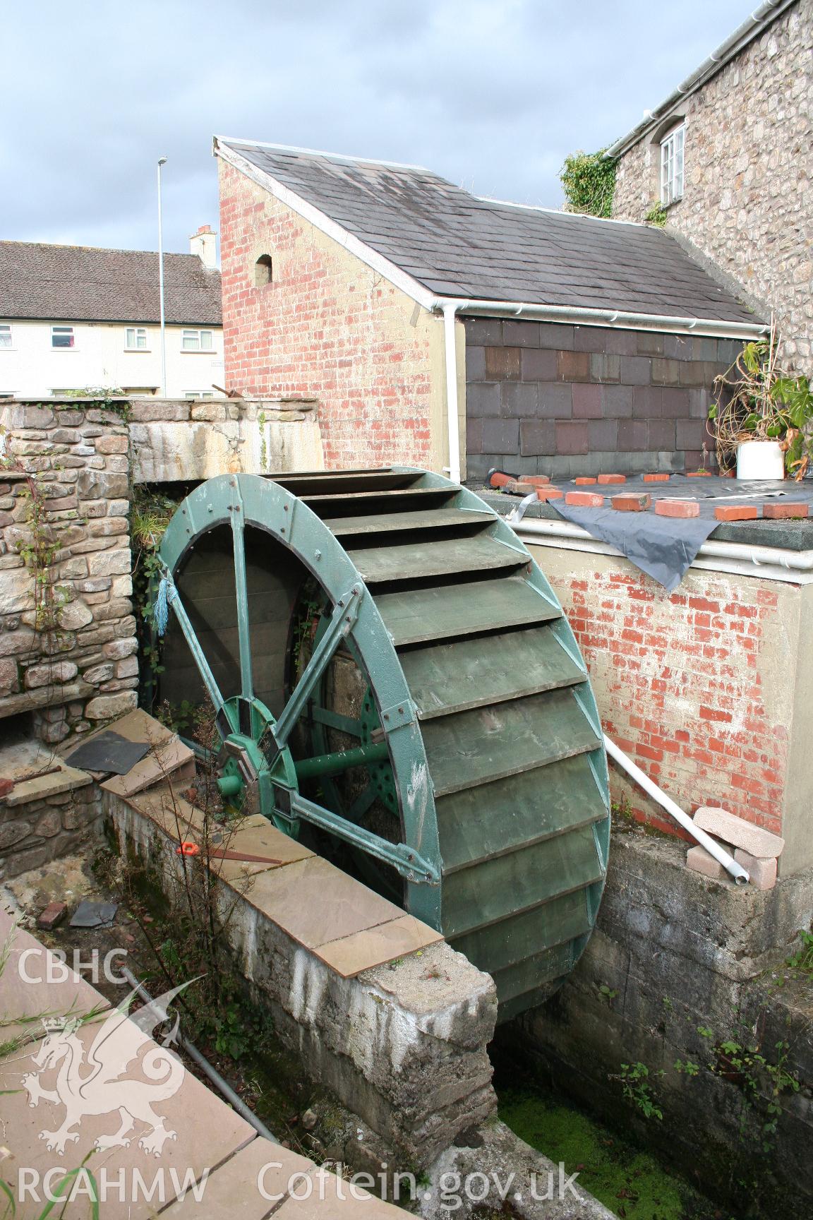 Little Mill waterwheel from the southwest, taken by Brian Malaws on 18 October 2008.