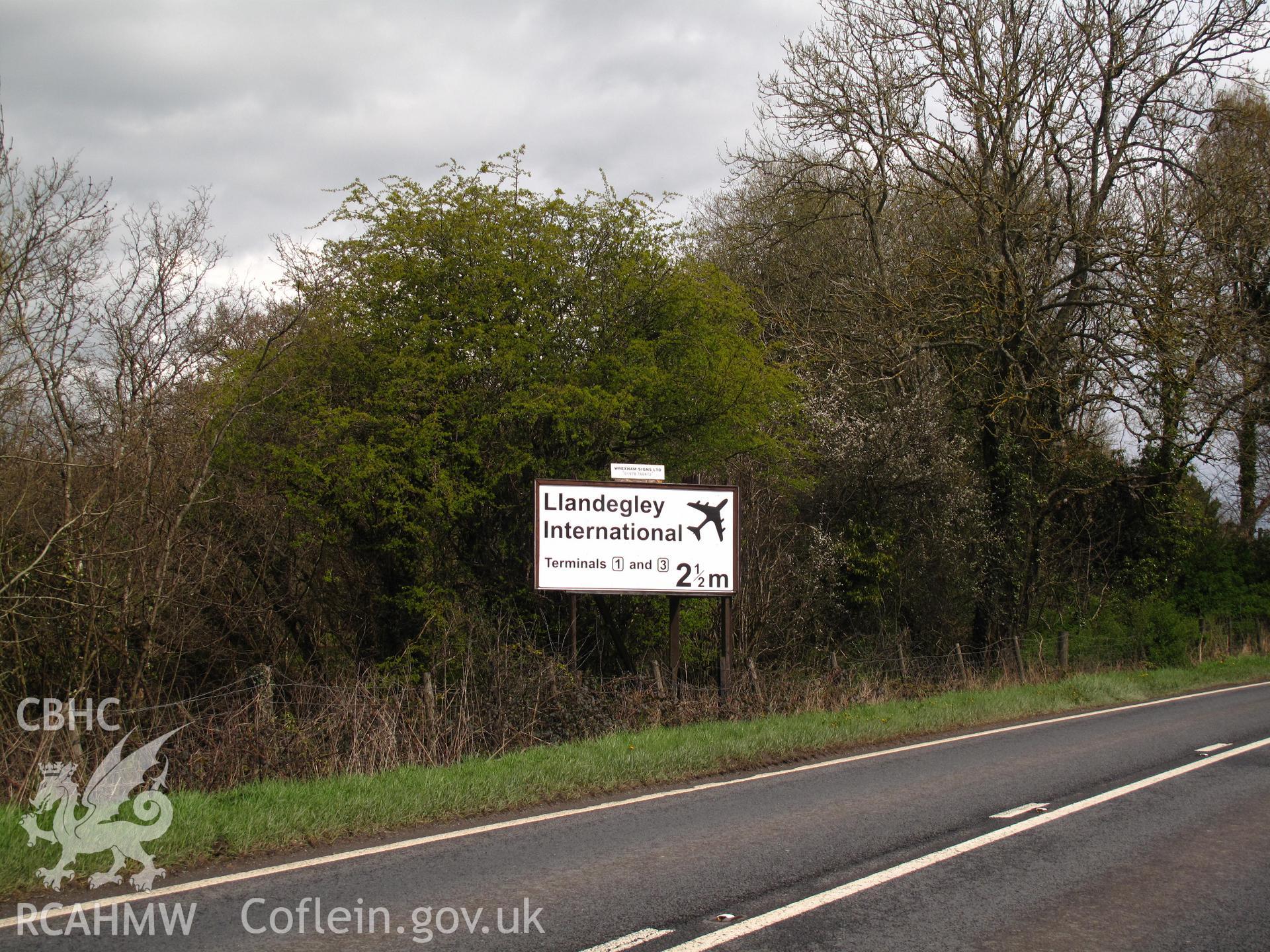 Llandegley International Airport Sign, Crossgates, from the west.