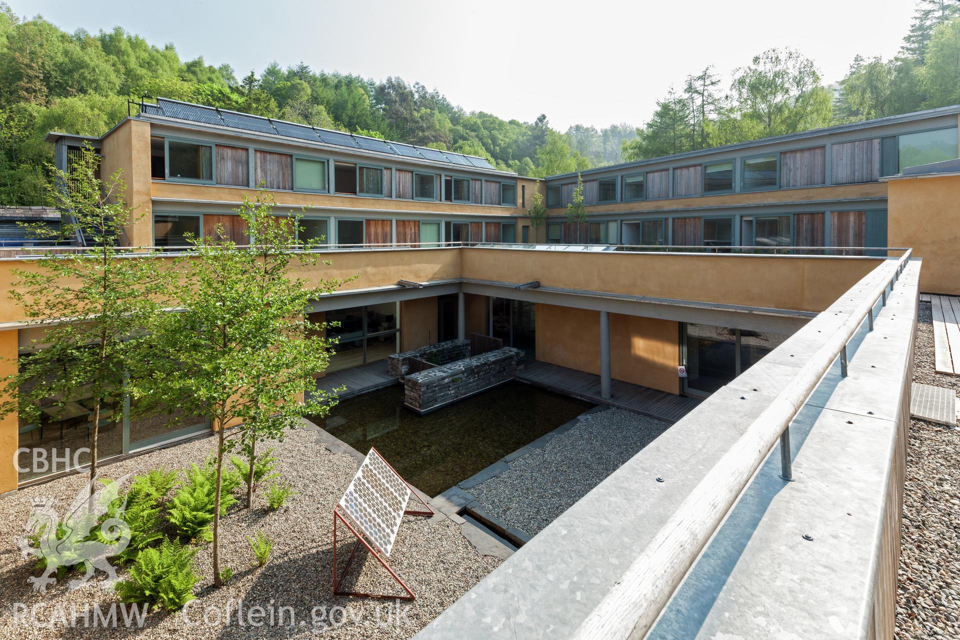 View of accommodation block and courtyard from the southwest.