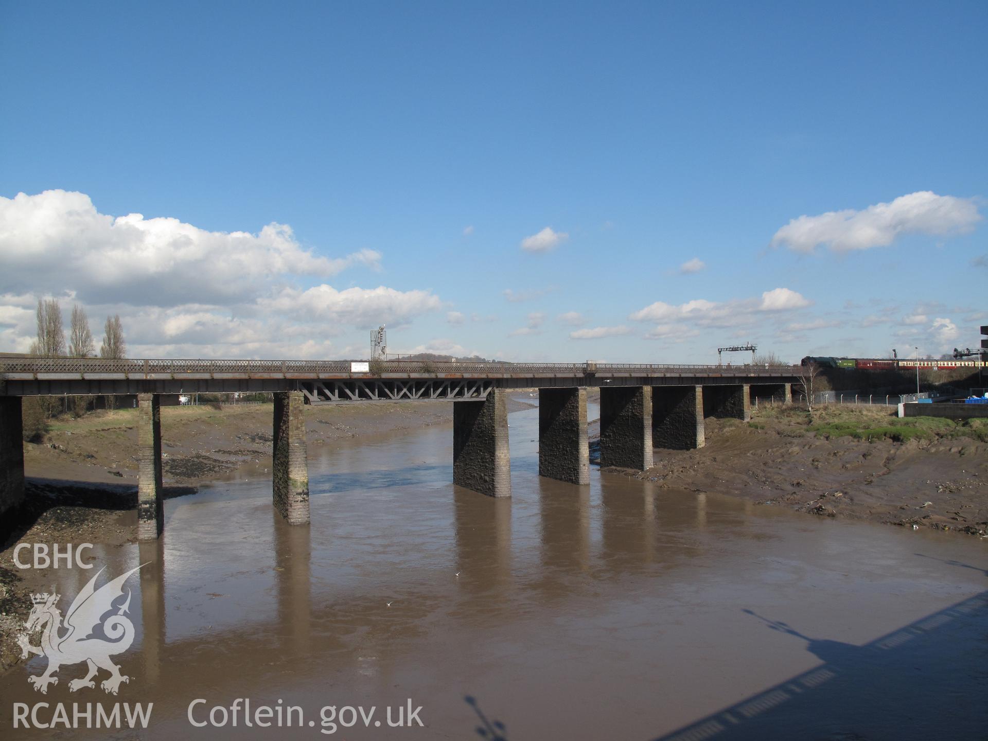 Usk Railway Bridge, Newport, from the southwest, with A1 no.60136 'Tornado' on the St Davids Day Cathedrals Express, taken by Brian Malaws on 01 March 2010.