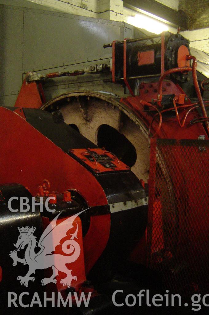 Tower Colliery winder: winding drum and brake, taken by Brian Malaws on 14 January 2008.