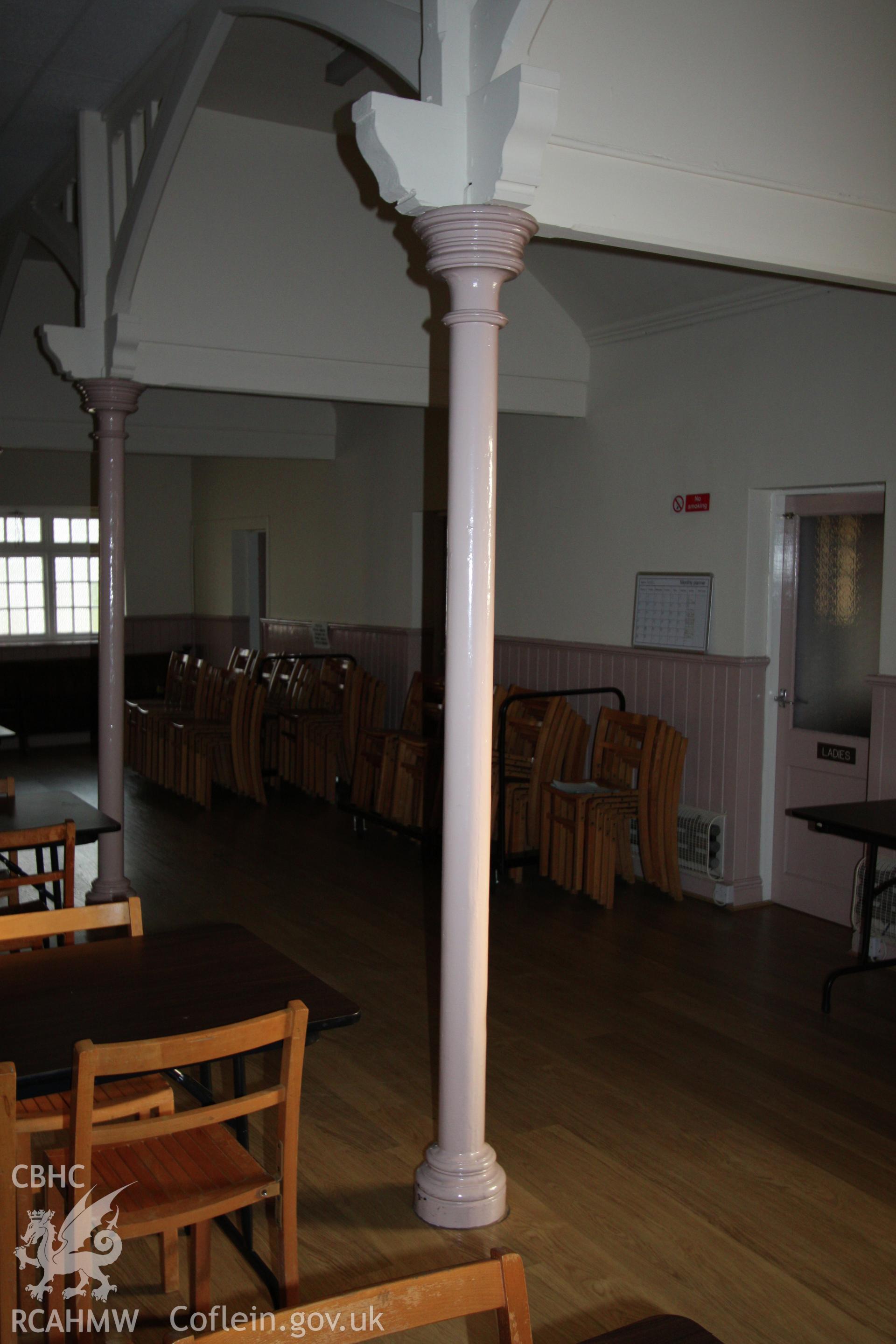 Interior, columns, Sunday School aisle