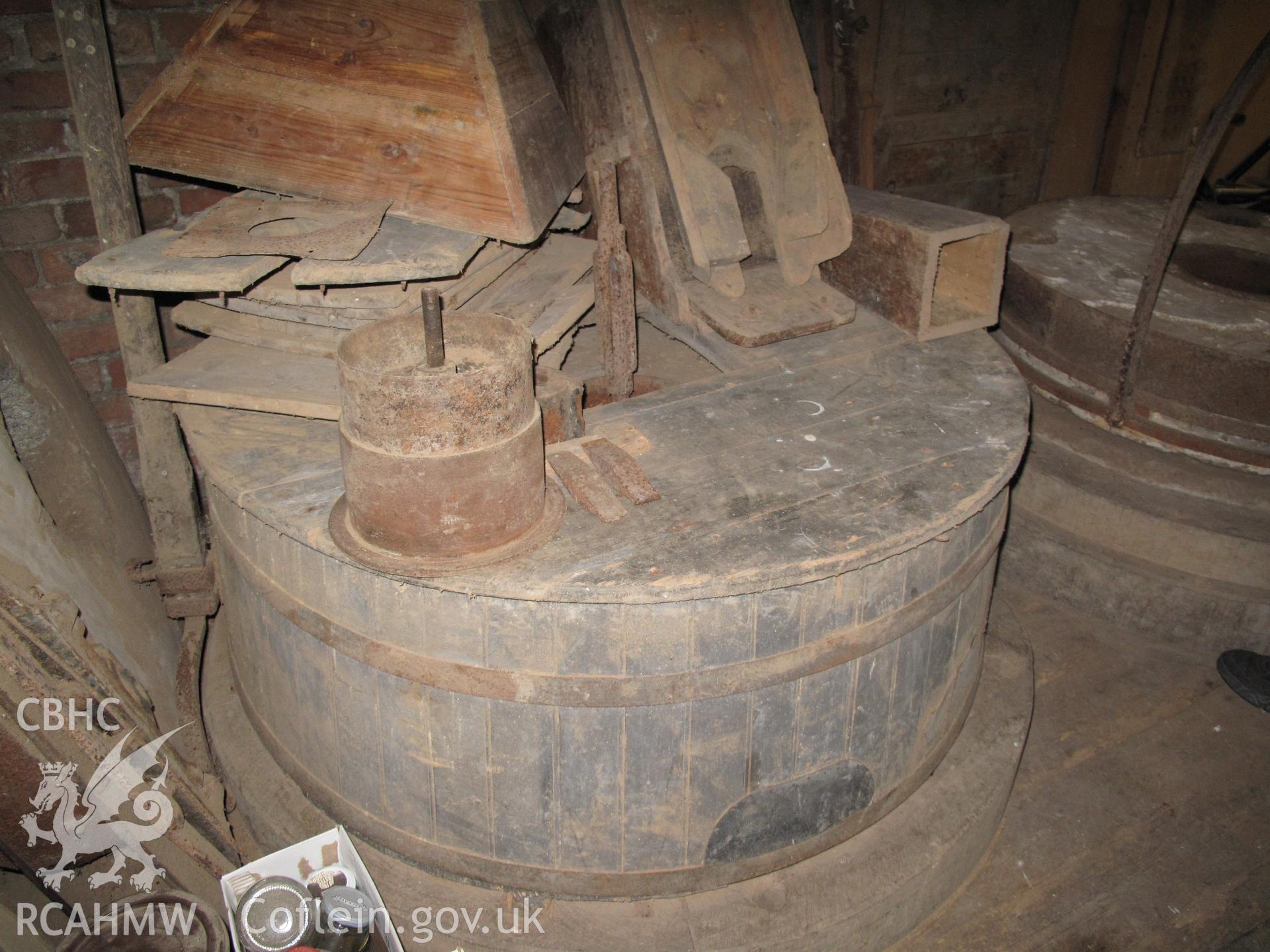 Millstones in Llifior Mill, Garthmyl, taken by Hilary Malaws on 17 October 2009.