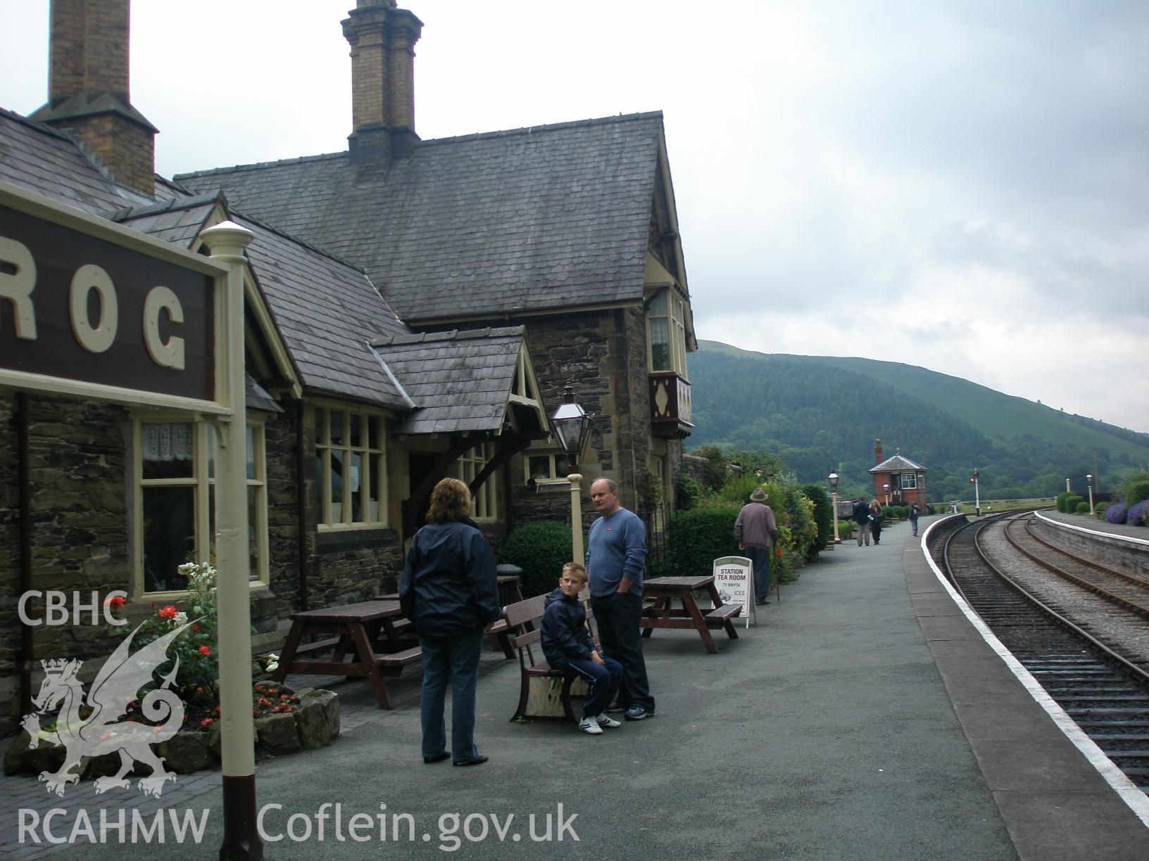 North platform and main buildings at Carrog Railway Station, Llangollen Railway from the west, taken by Karen Andrews on 16 June 2007.