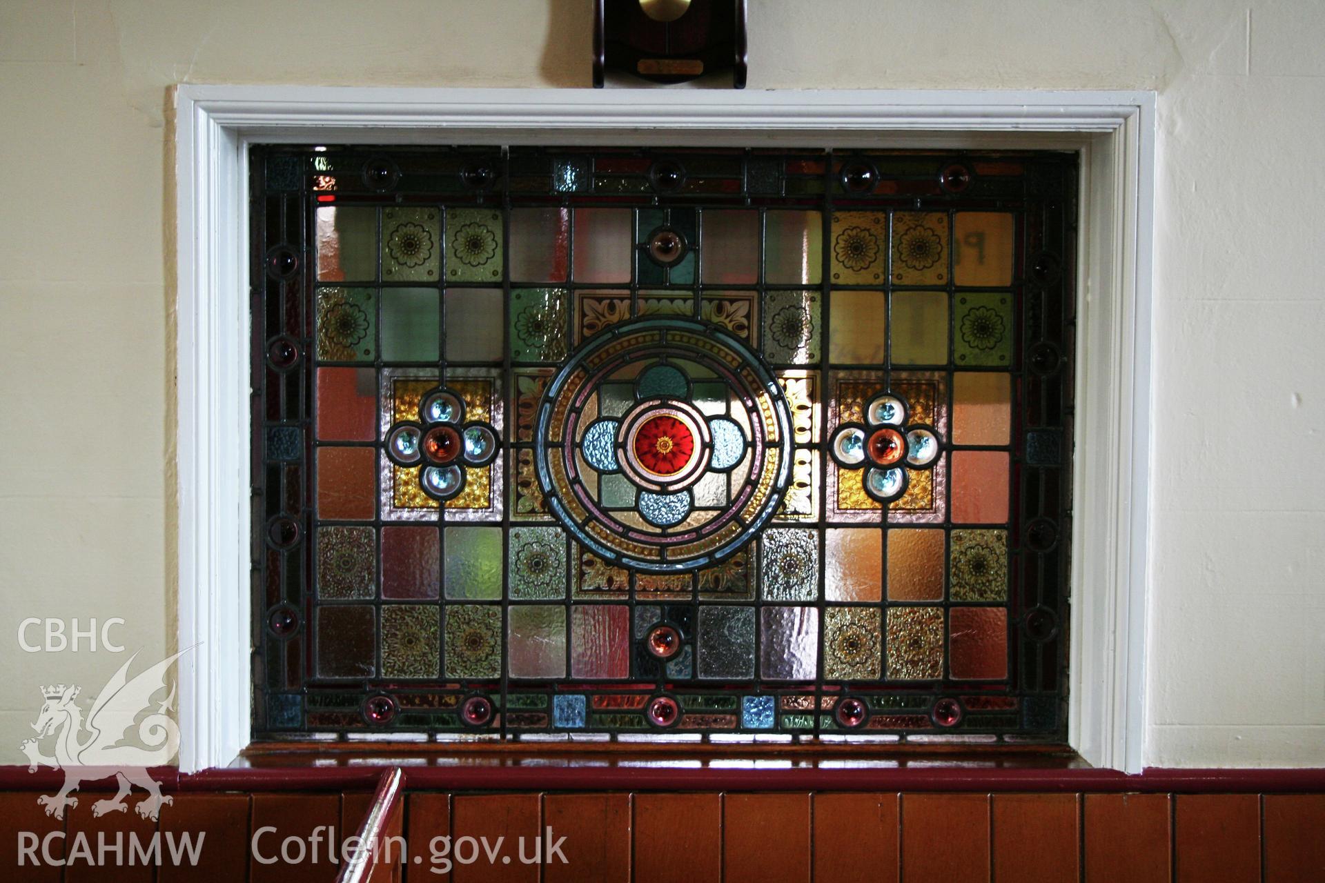 Internal, lobby stained glass detail