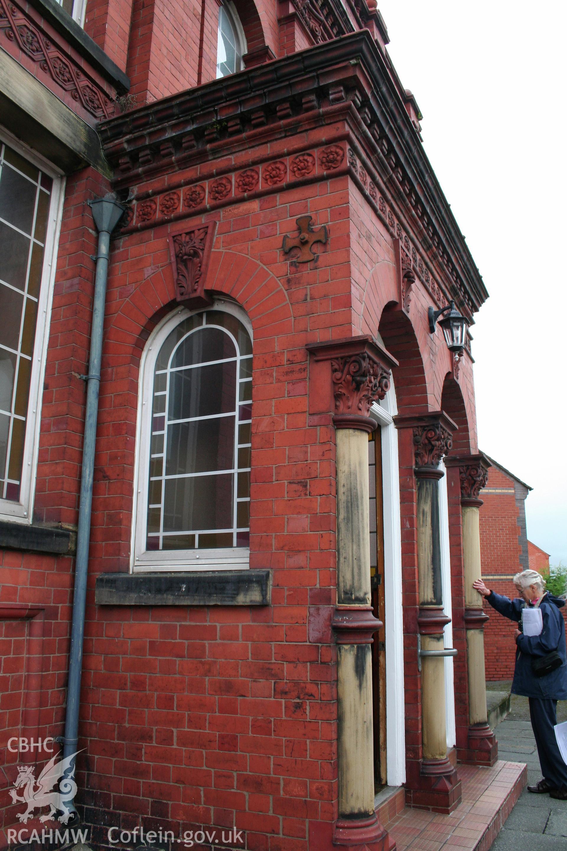 External, porch detail, east elevation