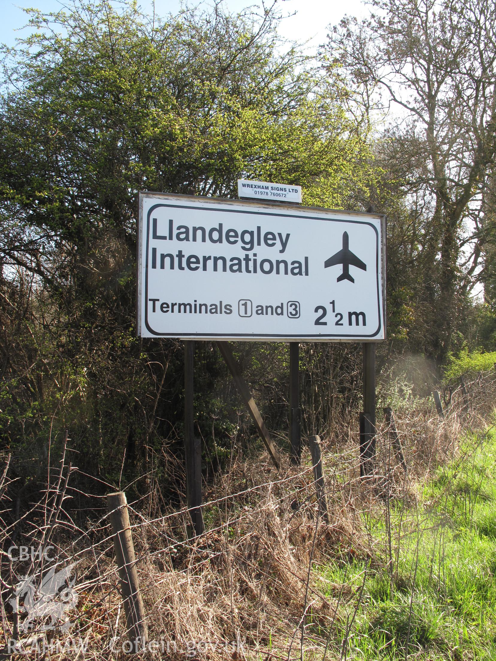 Llandegley International Airport Sign, Crossgates, from the west.